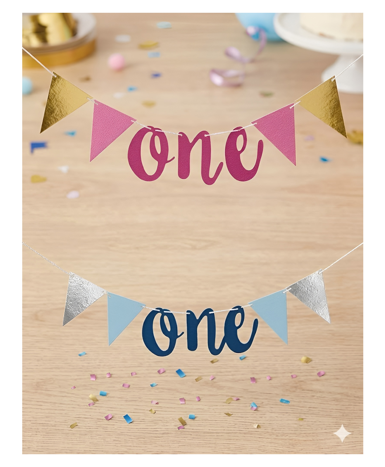 NEGOCIO Celebrate a milestone first birthday with this charming, dual-style "one" Pennant Banner Pair. Perfect for high chairs, photo backdrops, or dessert tables- PACK OF 1- COLOR MAY VARY-image-22