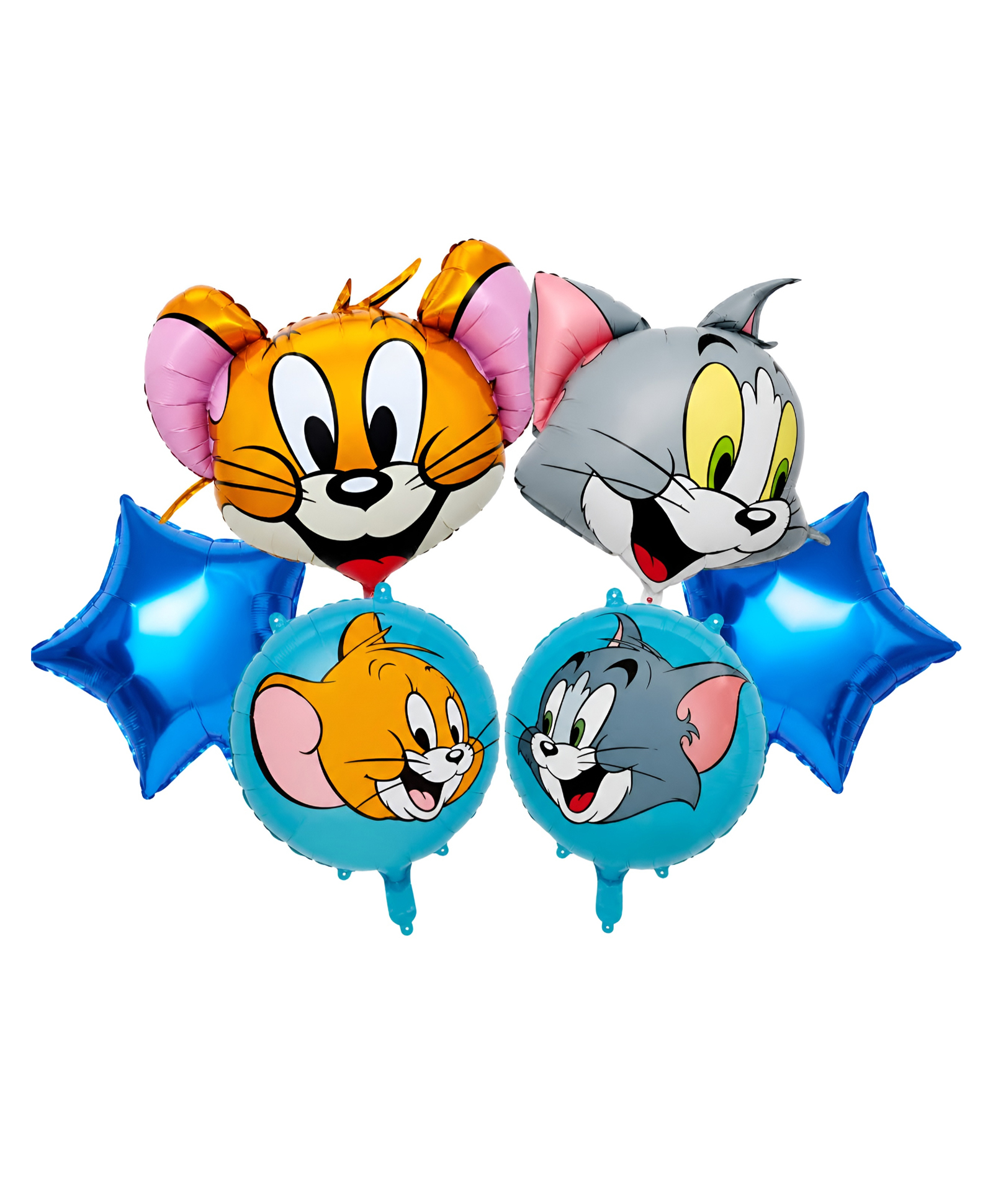 NEGOCIO Cartoon Cat & Mouse Balloon Set 6PCS Cute Animal Foil Balloons with Star & Round Balloons, Kids Birthday Party Decorations, Helium or Air Fill- PACK OF 1- COLOR MAY VARY-image-49