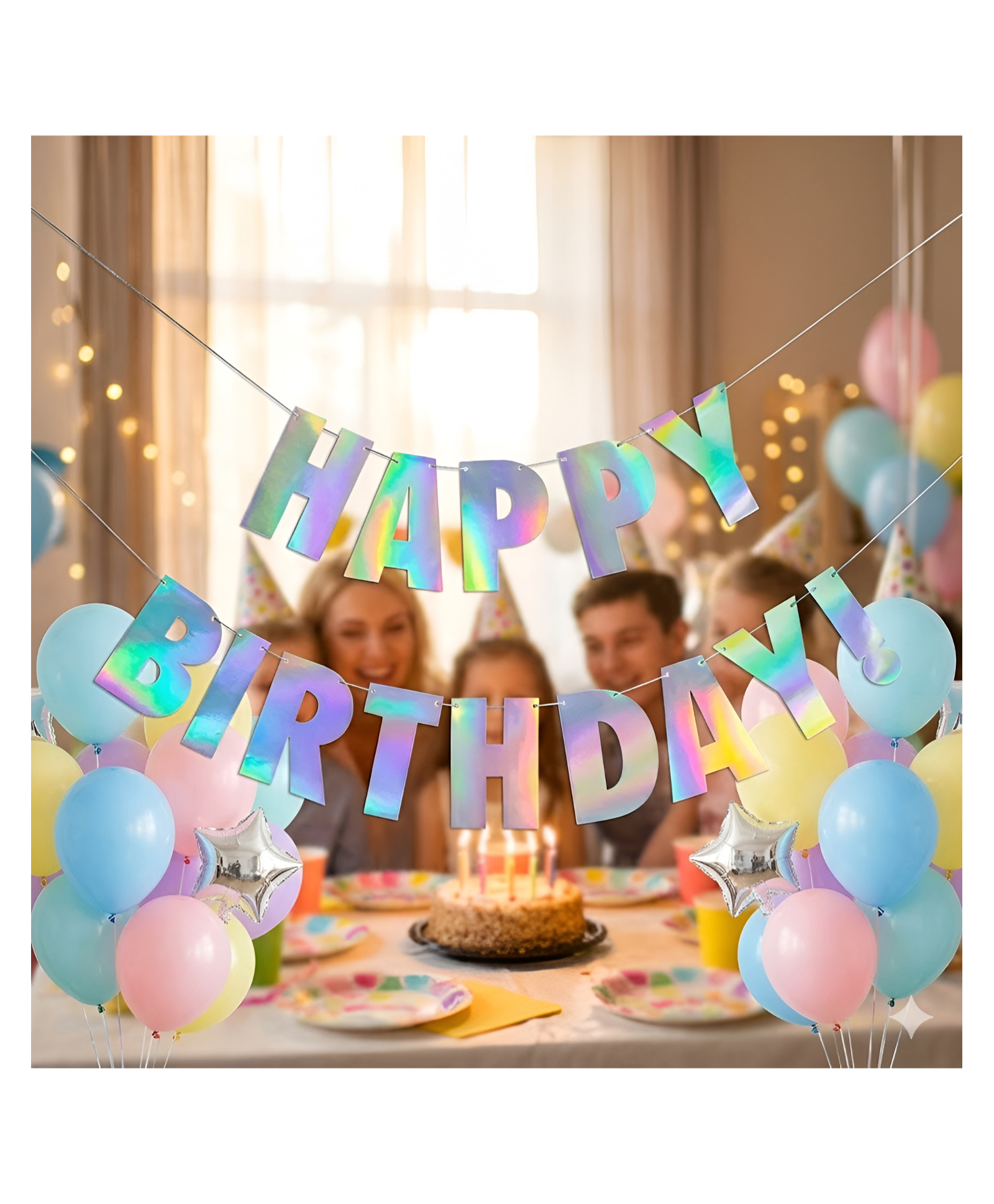 NEGOCIO Holographic Happy Birthday Banner for 1st/2nd/3rd/4th/5th/10th Birthday boy/Girl,Kid, Frojen Theme White Hanging Bunting Garland Party Decorations - PACK OF 1 - COLOR MAY VARY-image-19