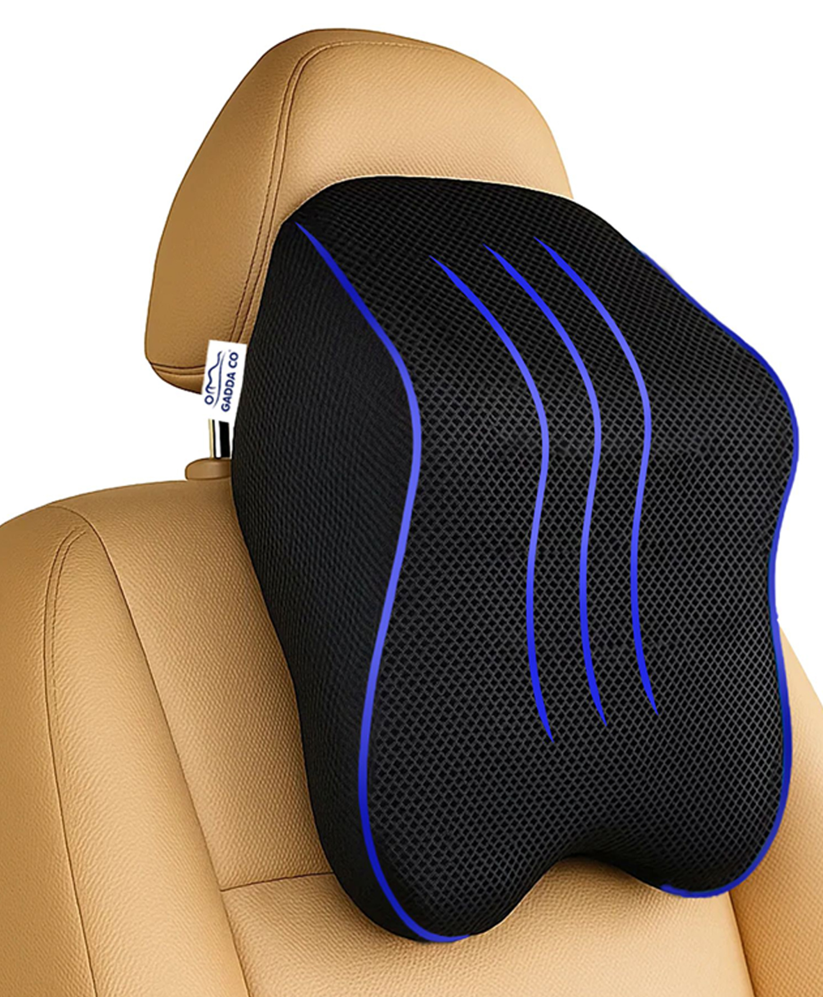 GADDA CO Car Neck Rest Pillow | Orthopedic Memory Foam Cervical Support | Neck Pillow for Car | Headrest for Car | Breathable Mesh Black-picture-22
