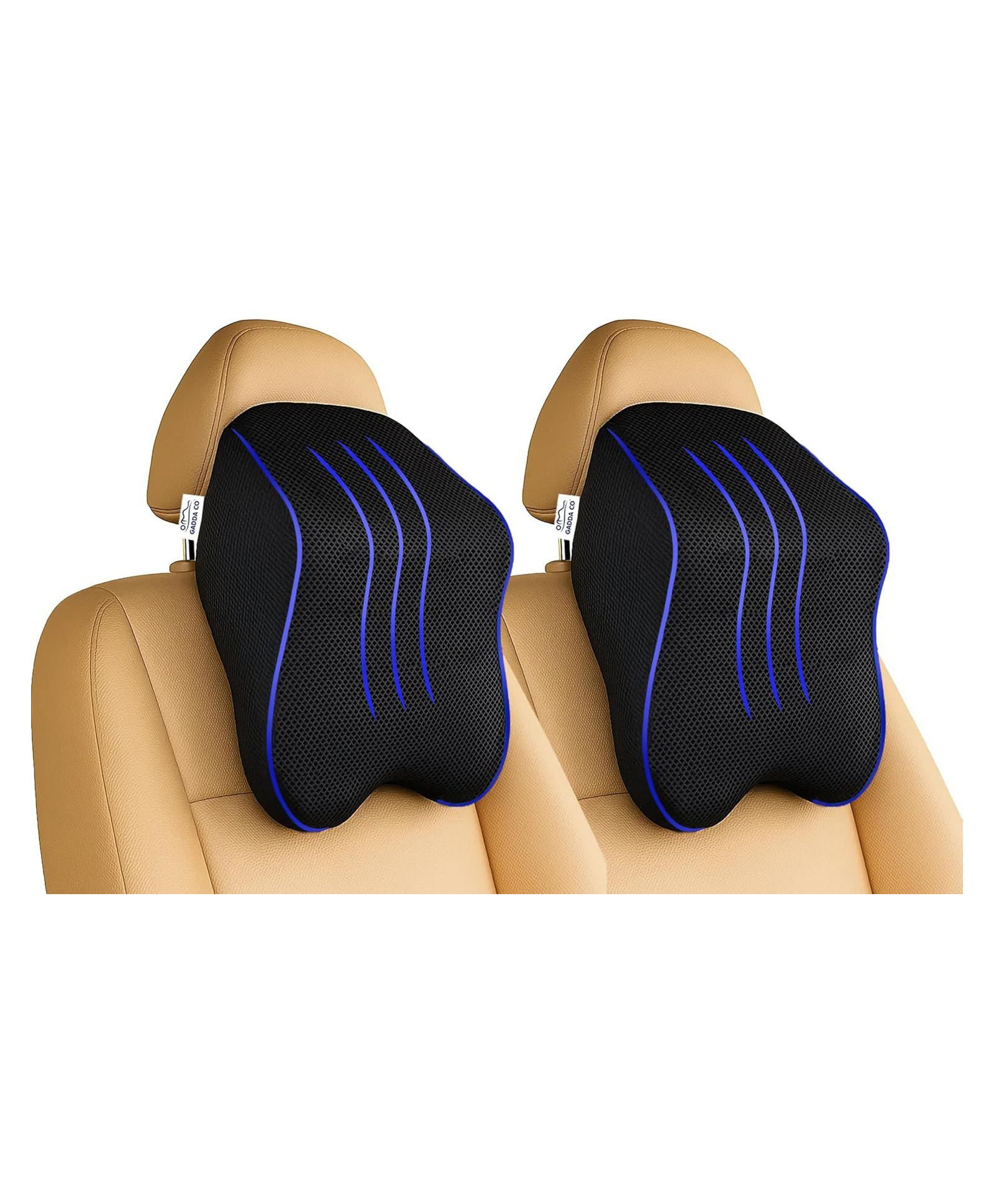 GADDA CO Car Neck Rest Pillow | Orthopedic Memory Foam Cervical Support | Neck Pillow for Car | Headrest for Car | Breathable Mesh Black ! Pack of2-image-30