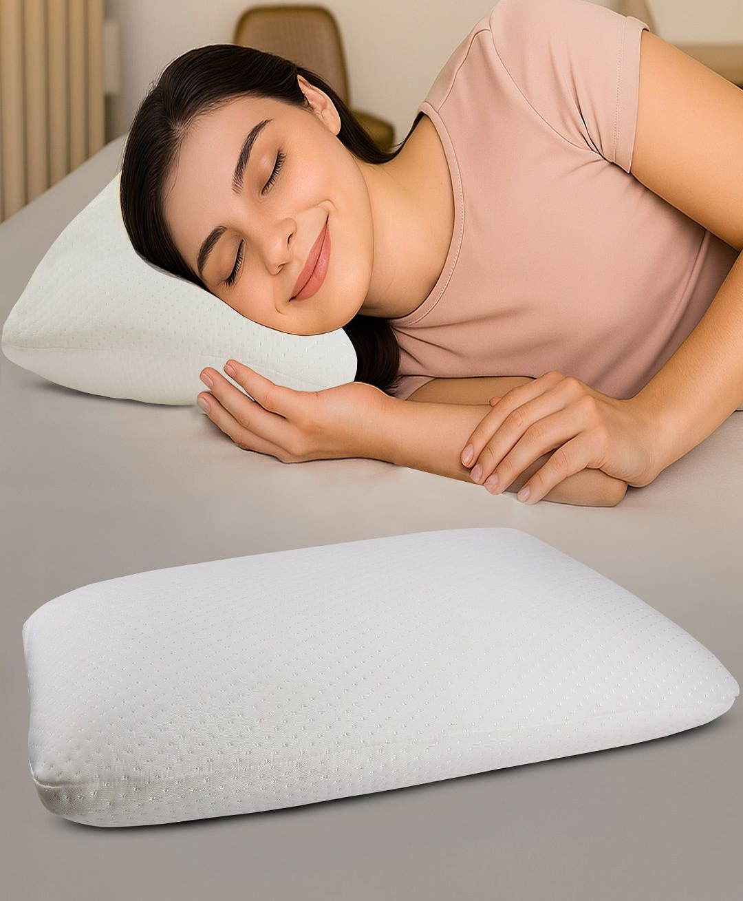 GADDA CO Orthopedic Memory Foam Pillow for Neck Pain Relief | Ergonomic Cervical Support for Spinal Alignment & Better Sleep | 2-Year Warranty | 25x 16 x 4 inch | White | Pack of 1-image-3