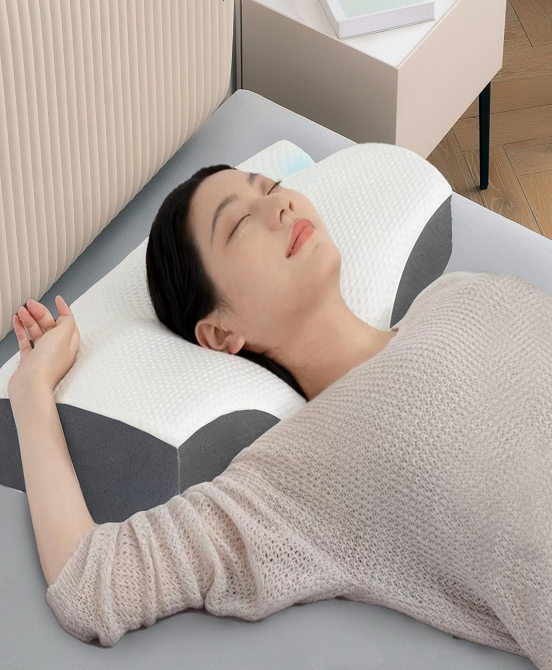 GADDA CO Memory Foam Cervical Neck Pillow for Sleeping | Orthopedic Pillow for Neck & Shoulder Pain Relief | Contour Design for Spinal Alignment | Jacquard Cover | 18.5 x 10.5 x 3.5 Inch-image-14