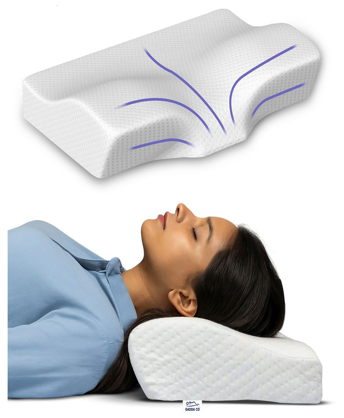 GADDA CO Cervical Pillow for Neck Pain | Cervical Pillow for Spondylitis Neck Pain | 2 Years Warranty | Orthopedic Memory Foam Pillows- 20x12x2.5 Inch, White-image-6