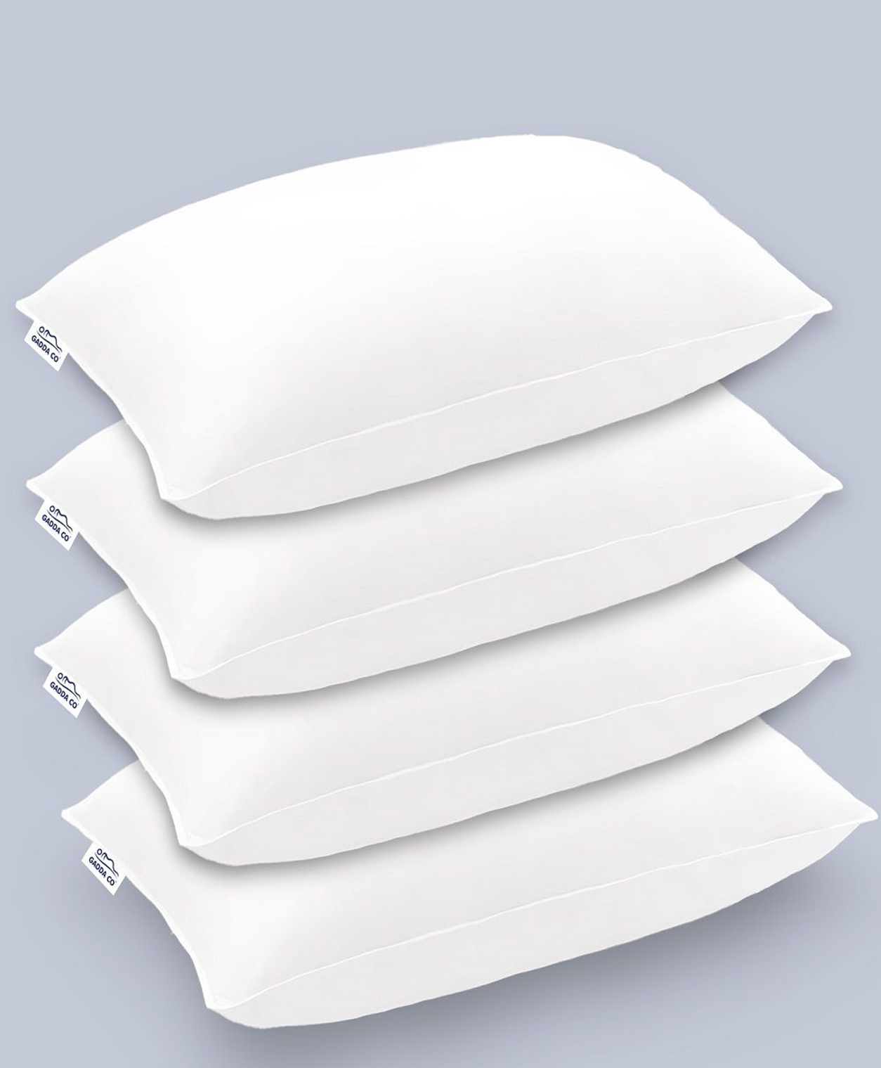 GADDA CO Polyester Fibre Sleeping Pillow Pack of 4 Solid Hollow Sleeping Fiber Pillow | Height Adjustable Sleeping Pillow, (White)-picture-32