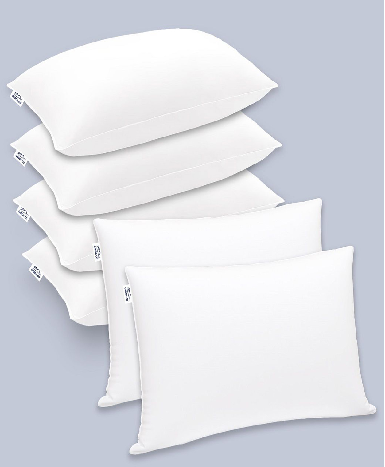 GADDA CO Polyester Fibre Sleeping Pillow Pack of 6 Solid Hollow Sleeping Fiber Pillow | Height Adjustable Sleeping Pillow, (White)-picture-33