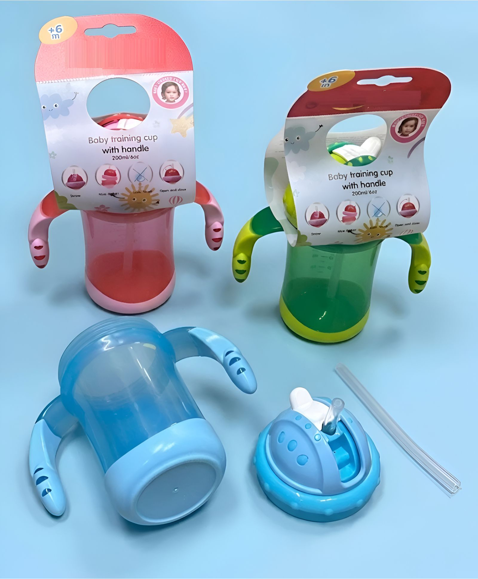 COZY VIBES 200ml Baby Straw Training Cup with Sliding lid BPA Free Anti Collapse Baby Milk Bottle - PACK OF 1 - COLOR MAY VARY-image-48