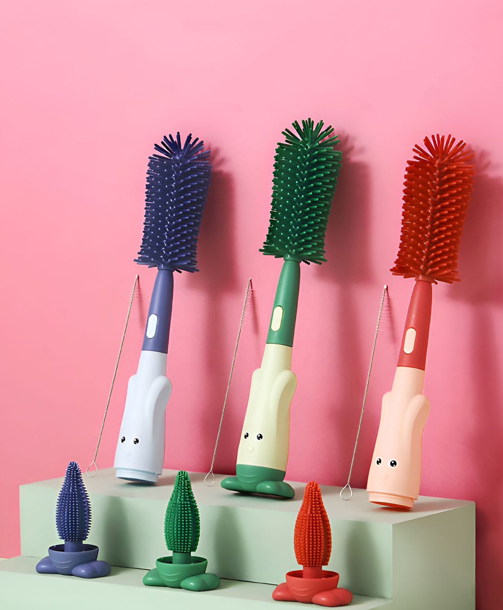 COZY VIBES 1pc Bottle Cleaning 3-in-1 Silicone Cleaning Kit for Baby Milk Bottles, Nipple Cleaner and Straw Tool |Multipurpose Scrubbing Brush - PACK OF 1 - COLOR MAY VARY-image-18