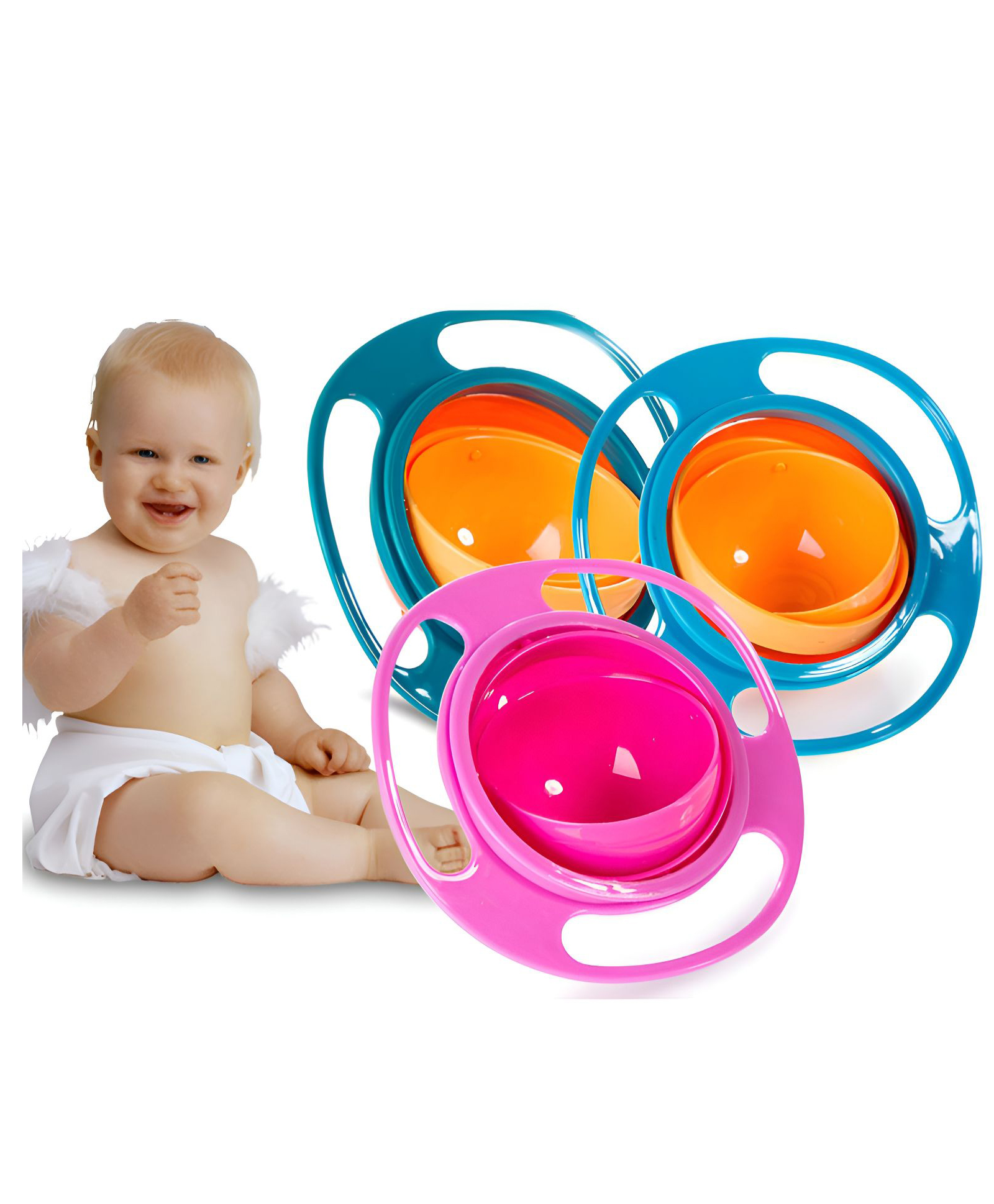 COZY VIBES Anti Spil Bowl Spill-Proof Bowls with Lid Baby Food Feeding 360 Rotate Balance Bowls - PACK OF 1 - COLOR MAY VARY-image-15