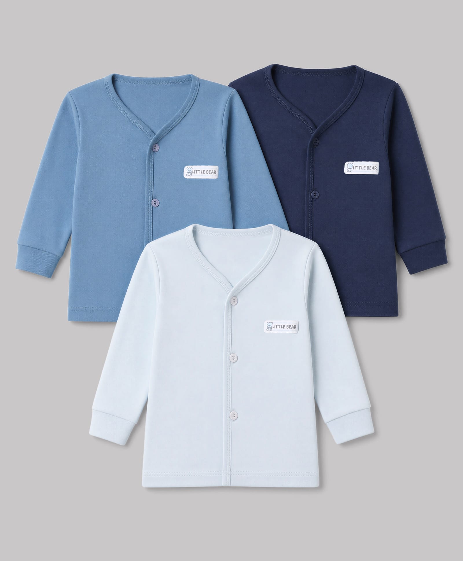 Simply Interlock Knit Full Sleeves Jhablas With Little Bear Patch Pack of 3 - Navy, Light Blue, Aqua Blue-image-32