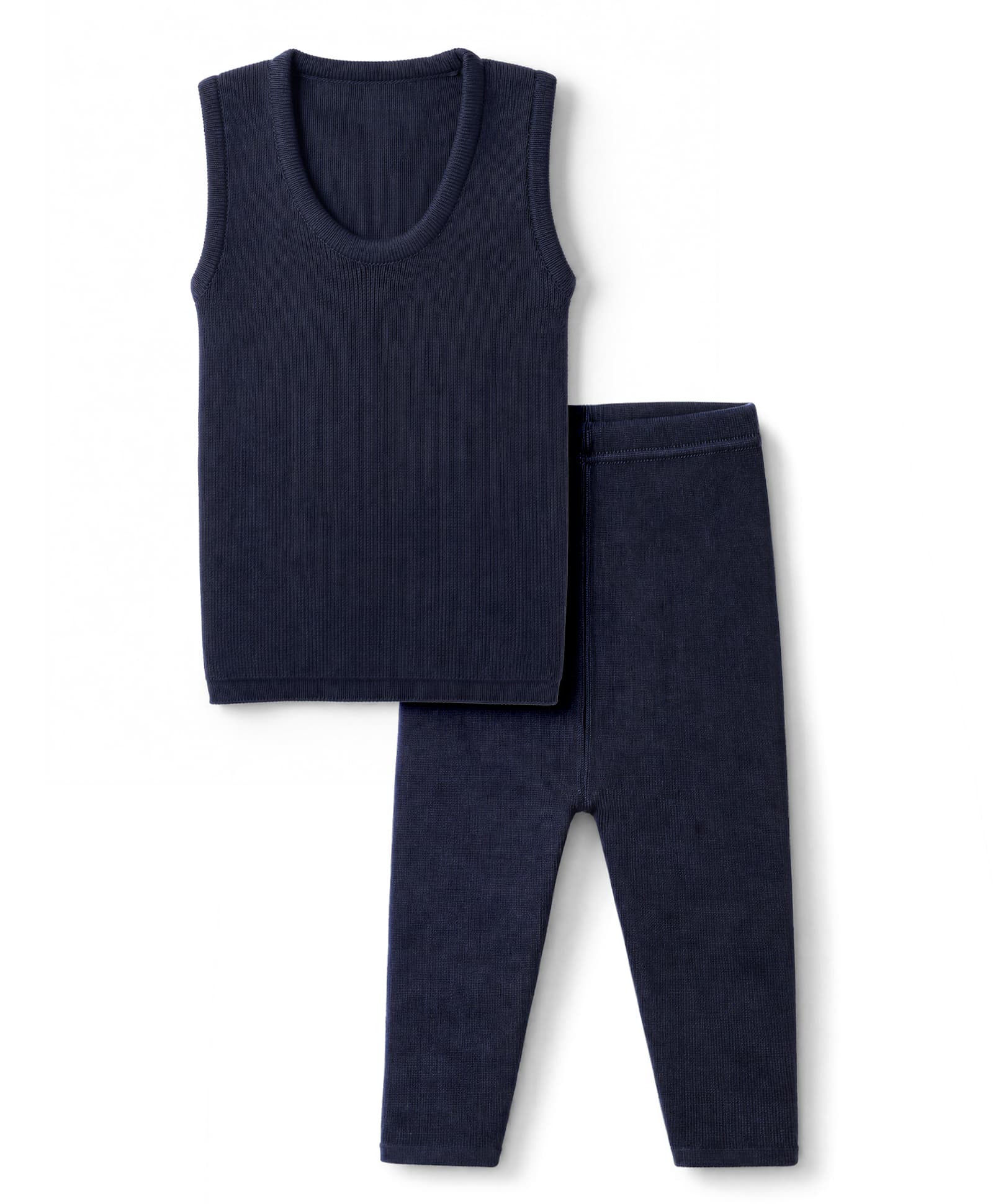 Simply Knitted Sleeveless Solid Sweater Set - Navy Blue-picture-19