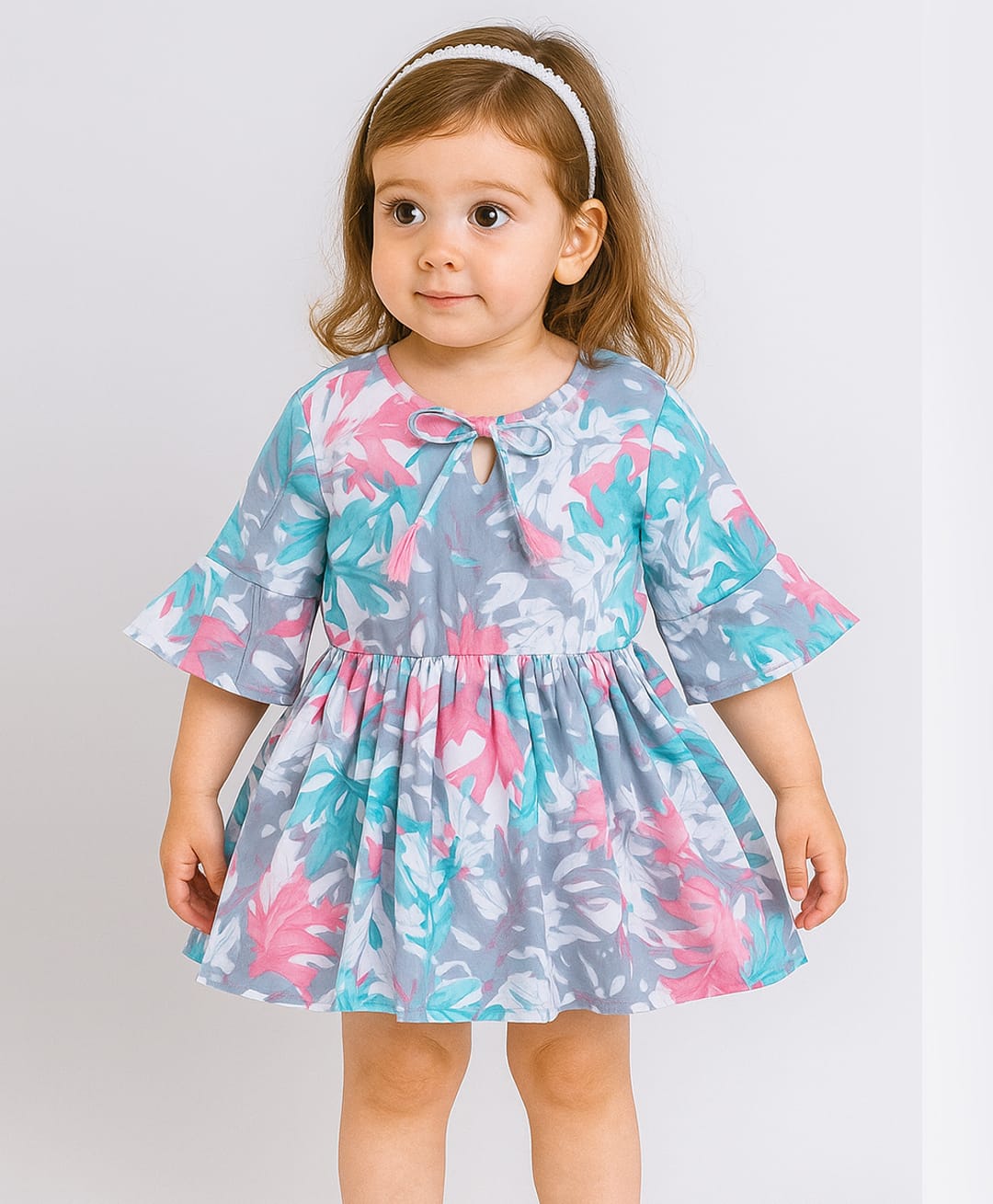 The Magic Wand Cotton Woven Three Forth Sleeves Top With Tropical Theme - Blue-image-42
