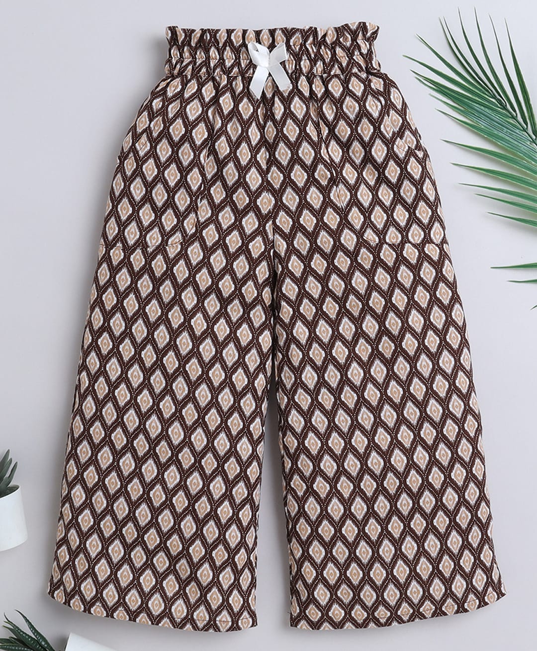 the magic wand CrayonFlakes Rayon Woven Full Length Argyle Printed Culottes - Brown-picture-17