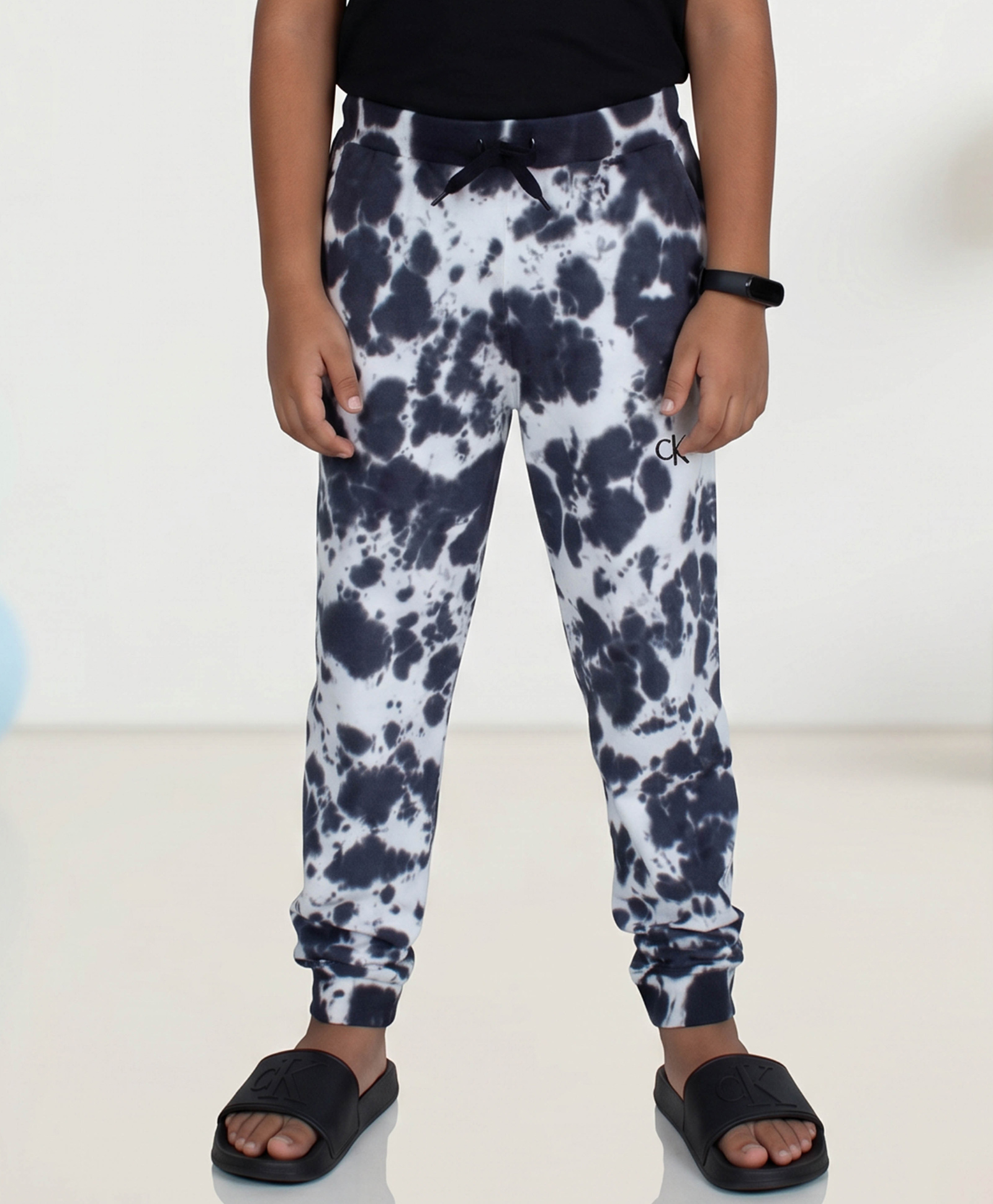 Kiddopanti Cotton Knit Tie & Dye Joggers - Jet Black-picture-21