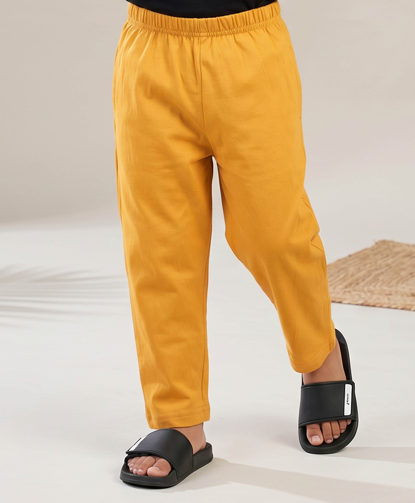 Kiddopanti Cotton Knit Solid Pajama - Mustard-image-34