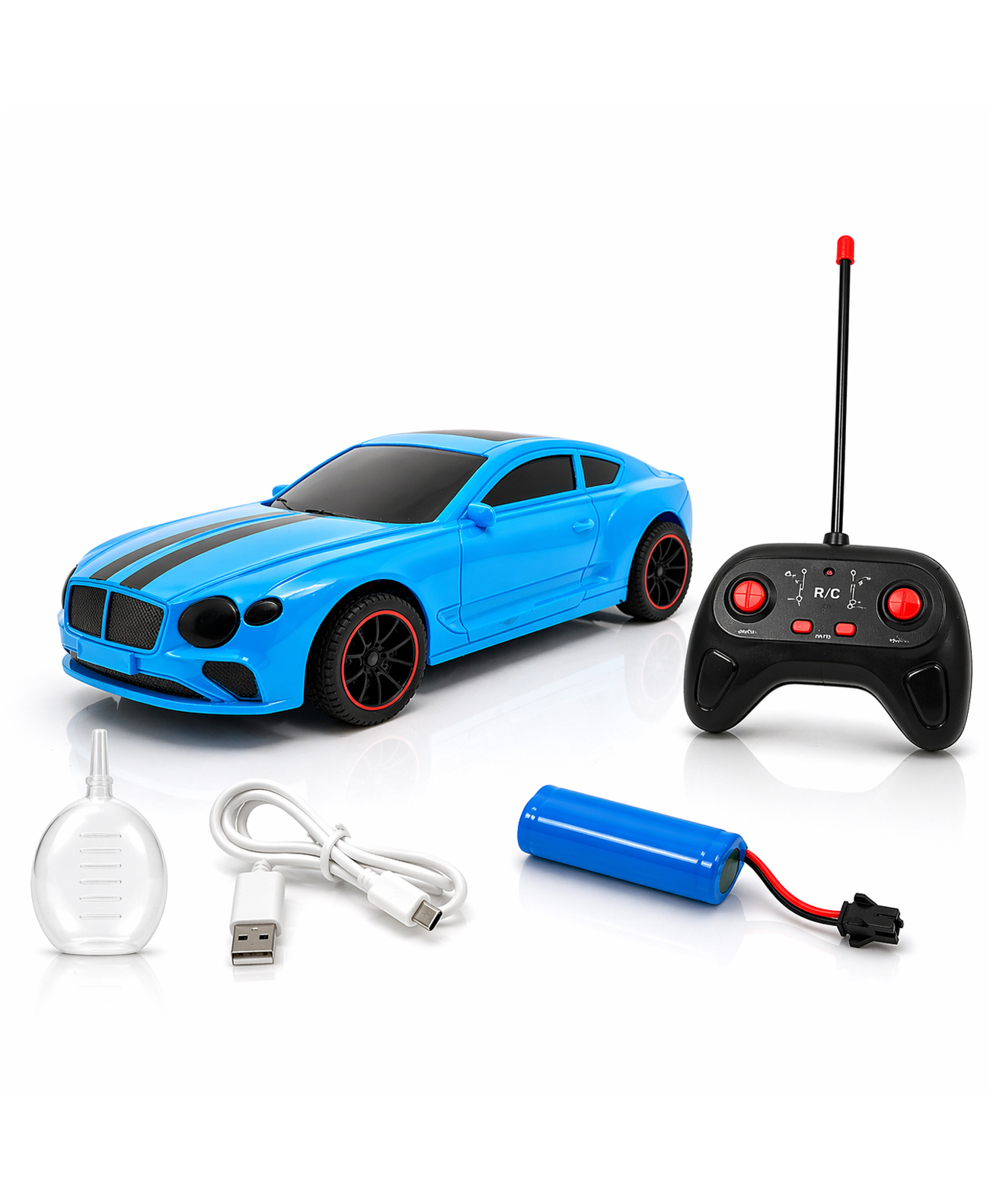 The Flyers Bay Famous Millionaire Remote Control Car for Kids 4+ with Music, 3D Lights, Water Spray, Rechargeable Battery, 7 Function RC Toy Car with Type-C Charging (Blue)-picture-20