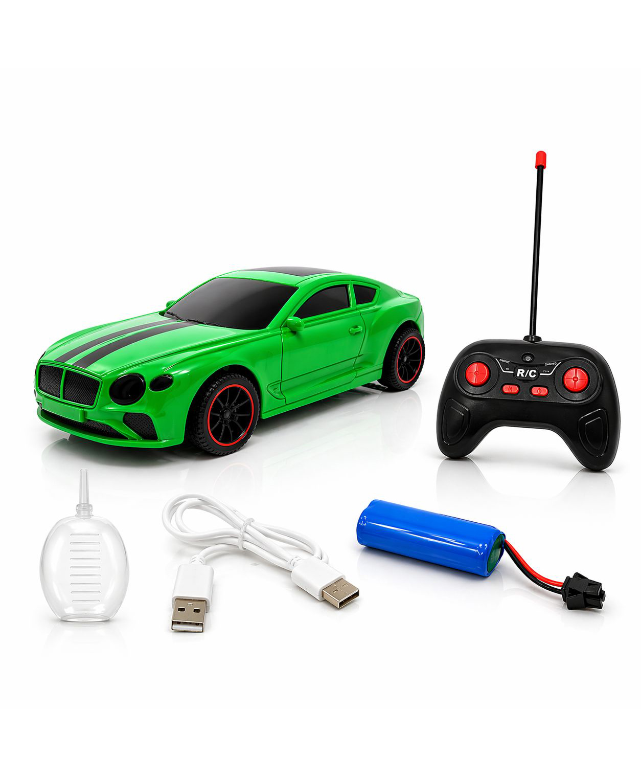 The Flyers Bay Famous Millionaire Remote Control Car for Kids 4+ with Music, 3D Lights, Water Spray, Rechargeable Battery, 7 Function RC Toy Car with Type-C Charging (Green)-picture-12