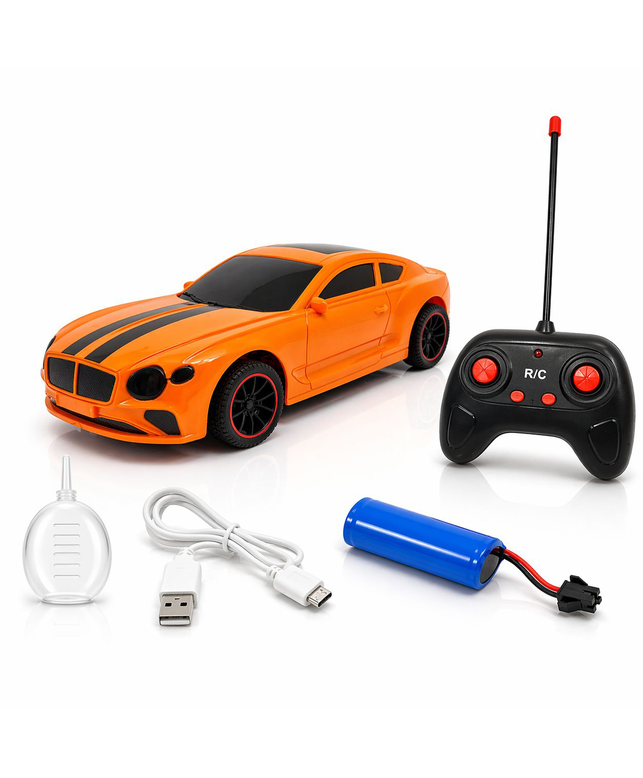 The Flyers Bay Famous Millionaire Remote Control Car for Kids 4+ with Music, 3D Lights, Water Spray, Rechargeable Battery, 7 Function RC Toy Car with Type-C Charging (Orange)-picture-11
