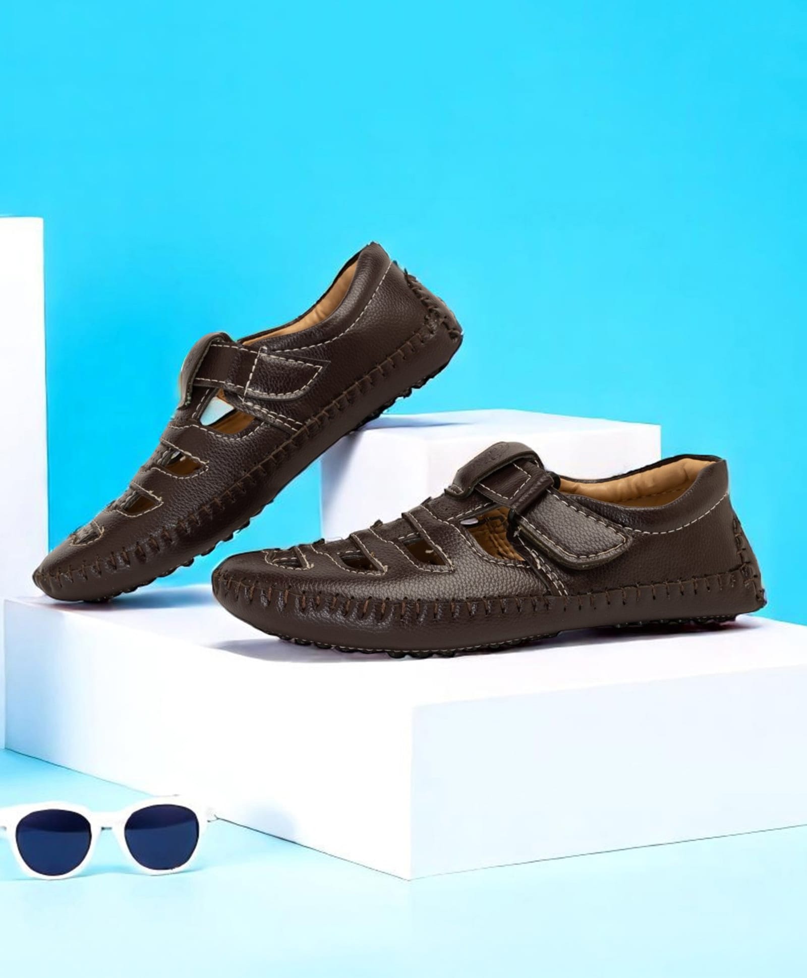 Freeplay Cut Out Detailed Sandals - Brown-picture-9