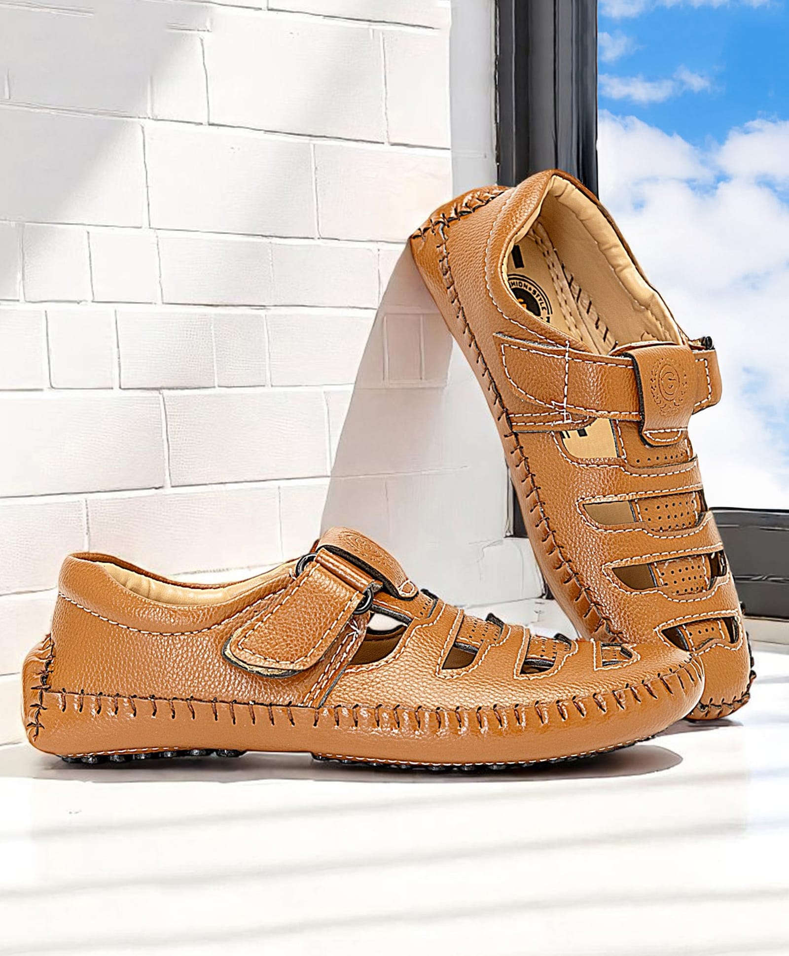 Freeplay Cut Out Detailed Sandals - Tan-picture-11