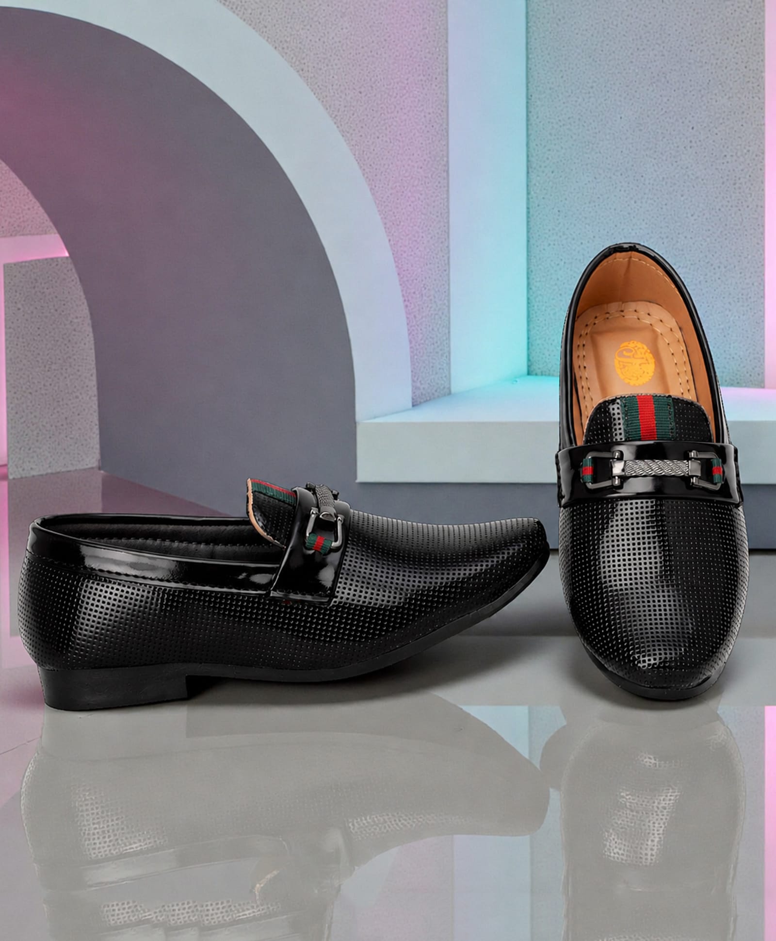 Freeplay Metal Applique Detailed Loafers - Black-picture-14