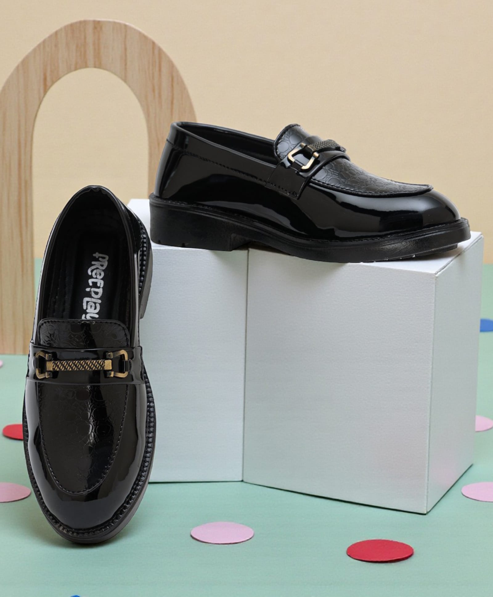 Freeplay Metal Applique Detailed Loafers - Black-picture-18