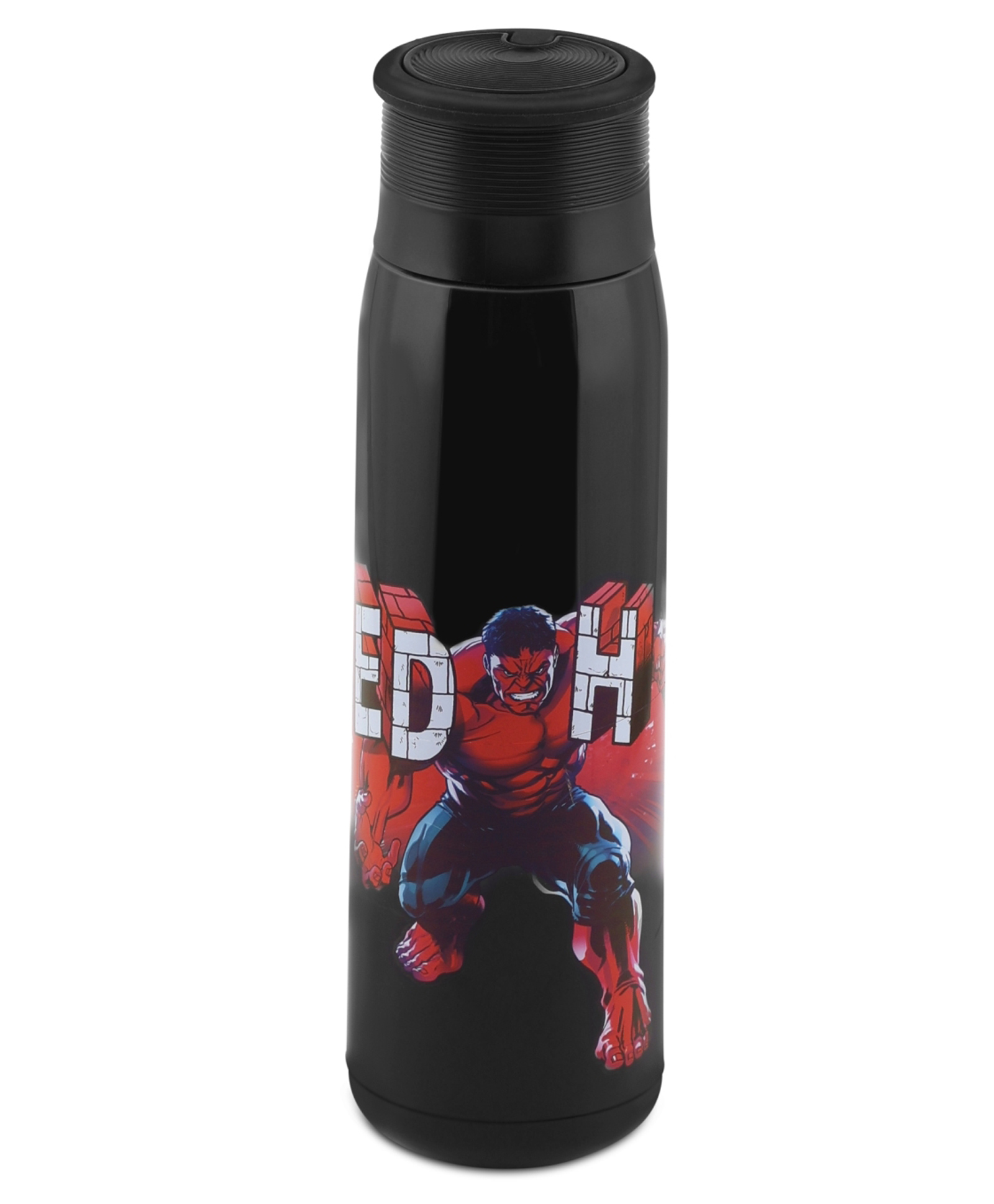 JAYPEE Isofit Insulated Inner Stainless Steel Red Hulk Print Water Bottle for school kids 690 ml Wide Mouth & Leakproof Kids Bottle, Black-picture-7