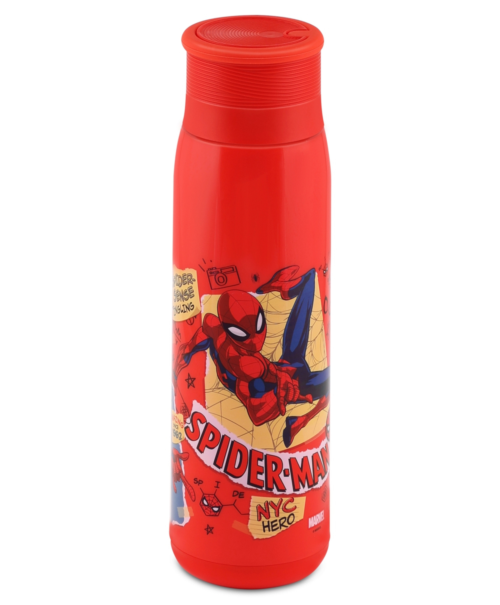 JAYPEE Isofit Insulated Inner Stainless Steel Disney Spiderman Print Water Bottle for school kids 690 ml Wide Mouth & Leakproof Kids Bottle, Red-picture-16