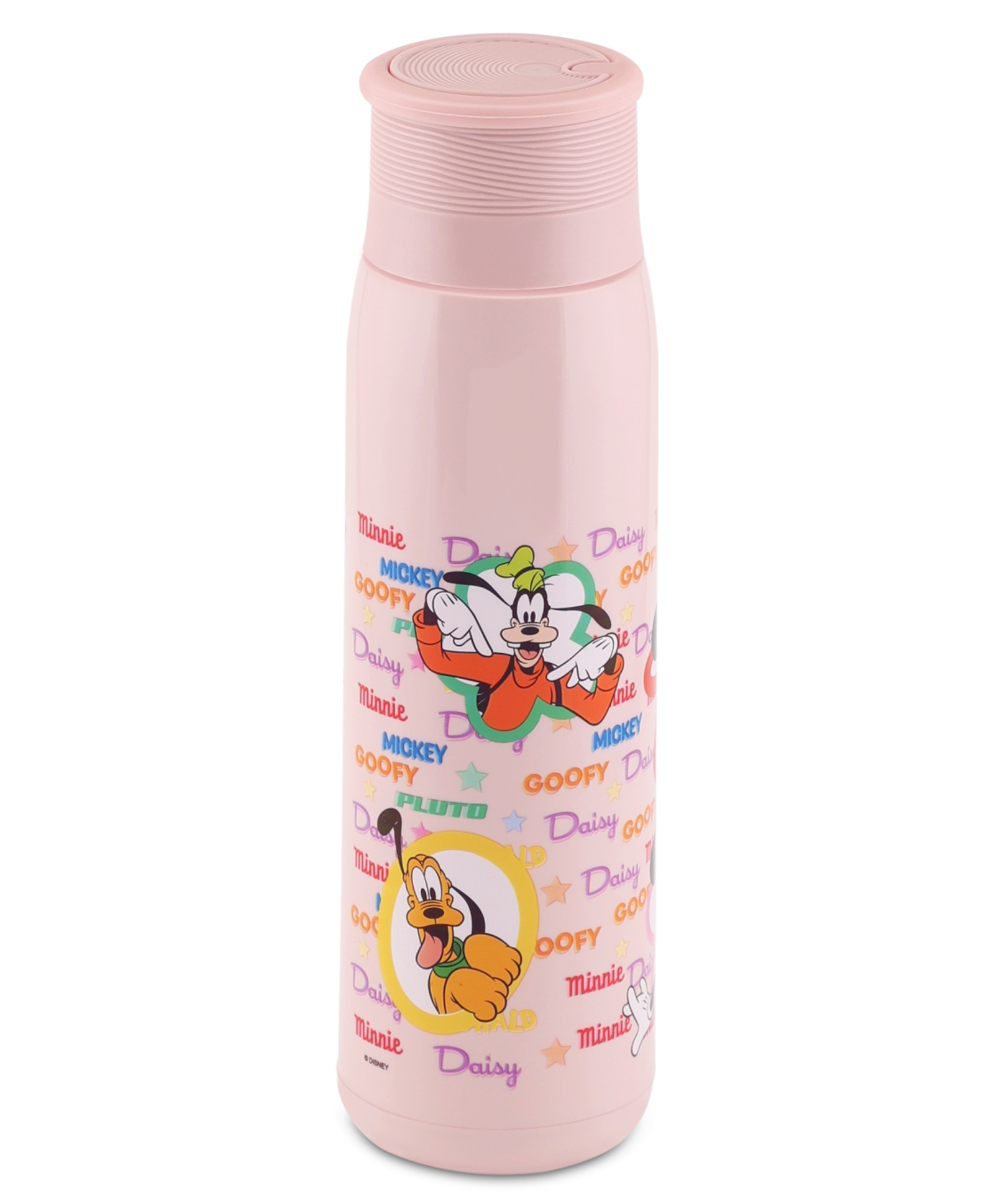 JAYPEE Isofit Insulated Inner Stainless Steel Disney Mickey Goofy Print Water Bottle for school kids 690 ml Wide Mouth & Leakproof Kids Bottle, Pink-image-3