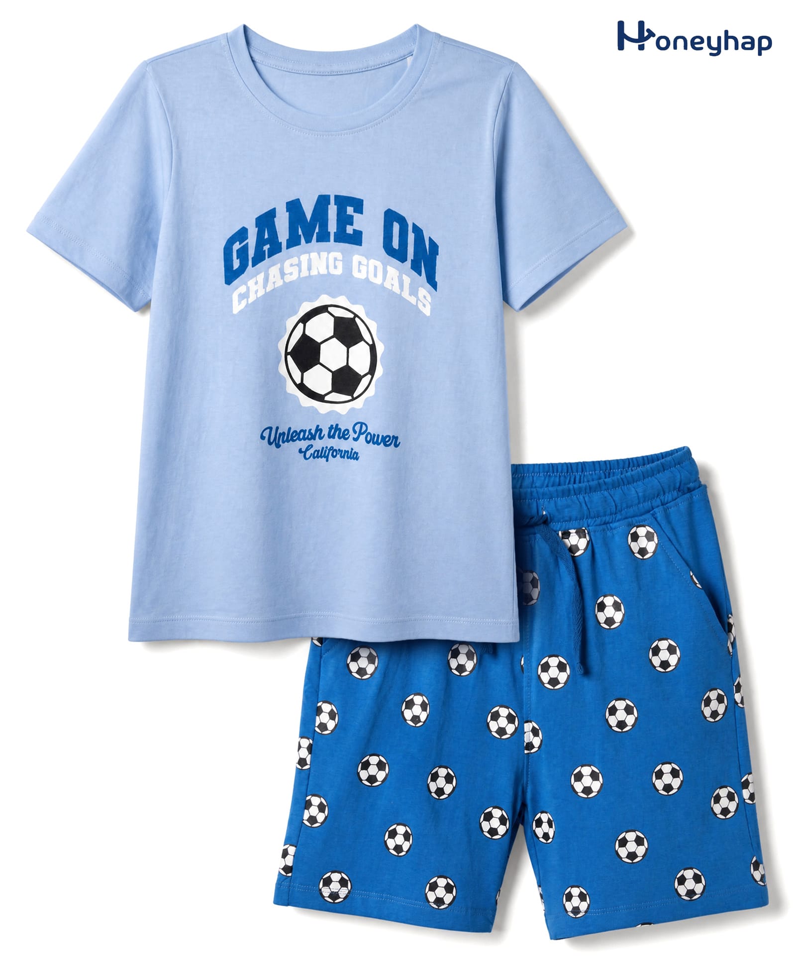 Honeyhap Premium 100% Cotton Knit Shorts & T-Shirt Night Suit with Football Print in Dutch Canal-picture-25