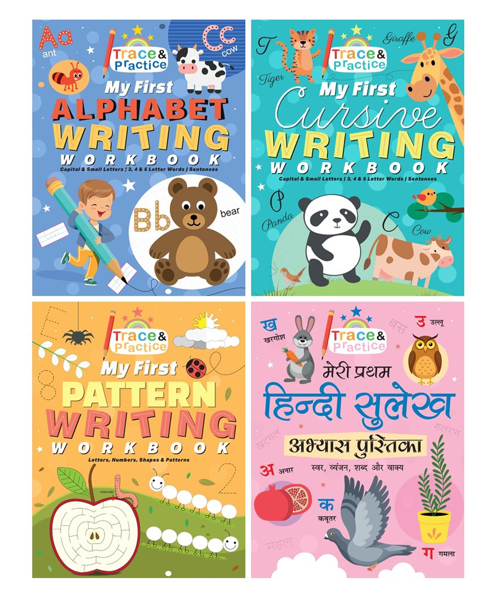 My First Trace & Practice Writing Workbooks for Kids Set of 4 | Alphabet Writing, Cursive Writing, Pattern Writing & Hindi Sulekh Abhyas Pustika | Books for Preschool & Kindergarten | Ages 3-7-image-36