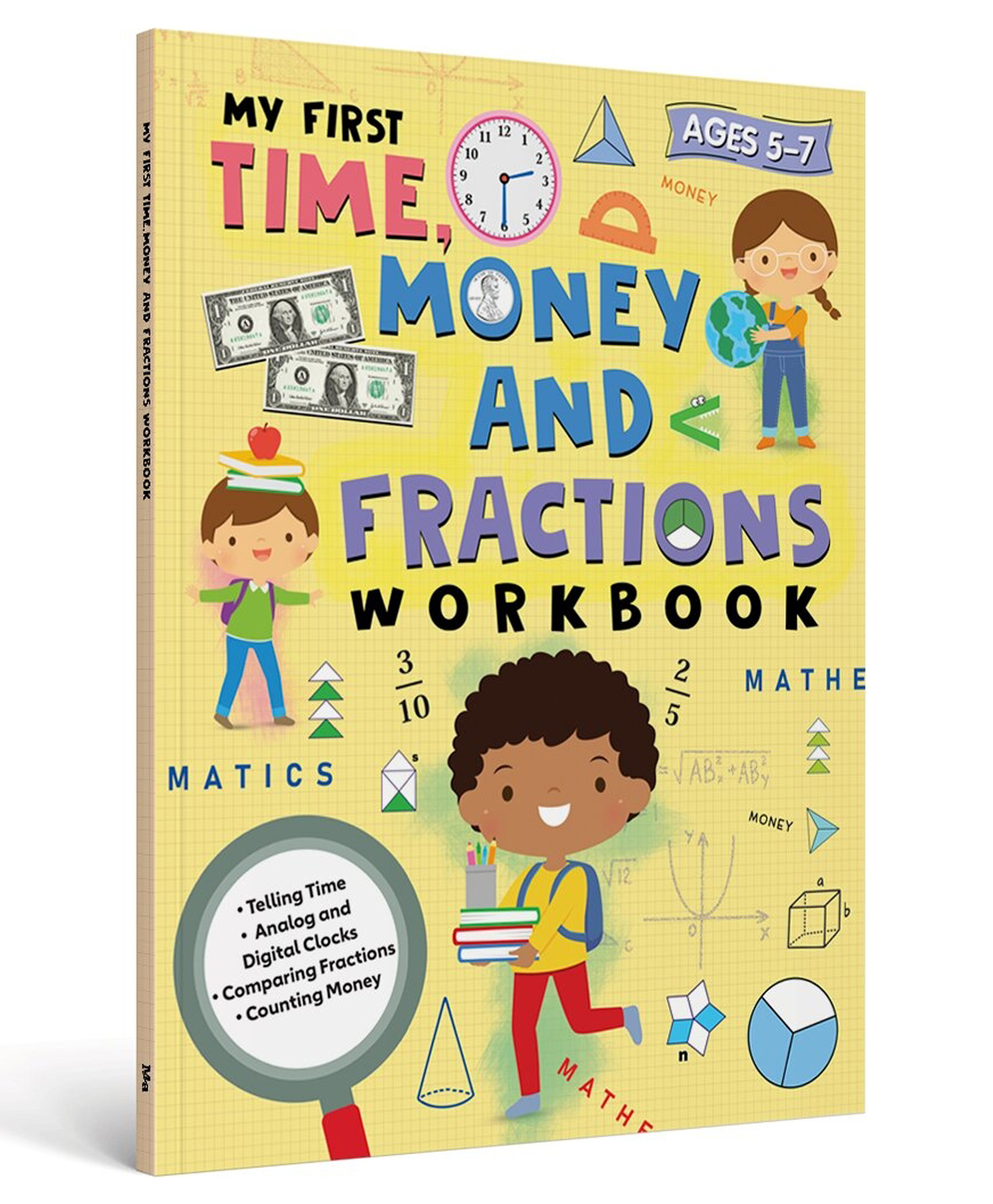 My First Time Money and Fractions Workbook for Kids | Telling Time, Analog & Digital Clocks, Comparing Fractions & Counting Money | Math Practice Activity Book for Children | Ages 5+-image-10