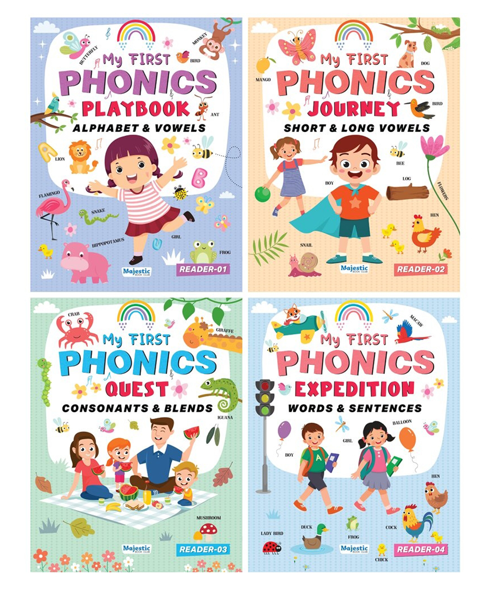 My First Phonics Reader Set of 4 Books | Alphabet, Short & Long Vowels, Consonants & Blends, Words & Sentences | Early Reading Practice for Preschool & Kindergarten Kids Age 3+-image-34