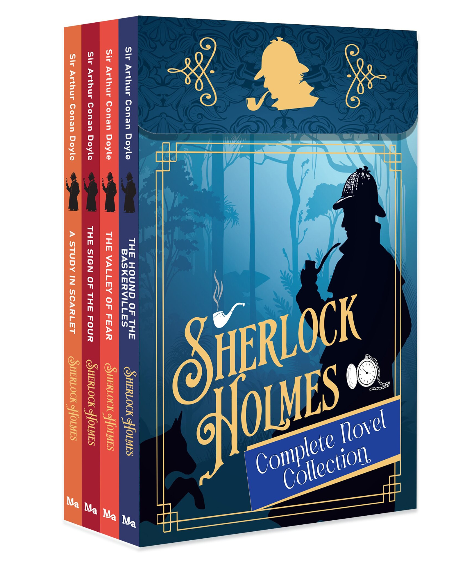 majestic book club Sherlock Holmes Complete Novel Collection | Box Set of 4 Unabridged Novels: The Hound of the Baskervilles, The Sign of the Four, A Study in Scarlet & The Valley of Fear | Gift-Ready Sturdy Box-picture-21