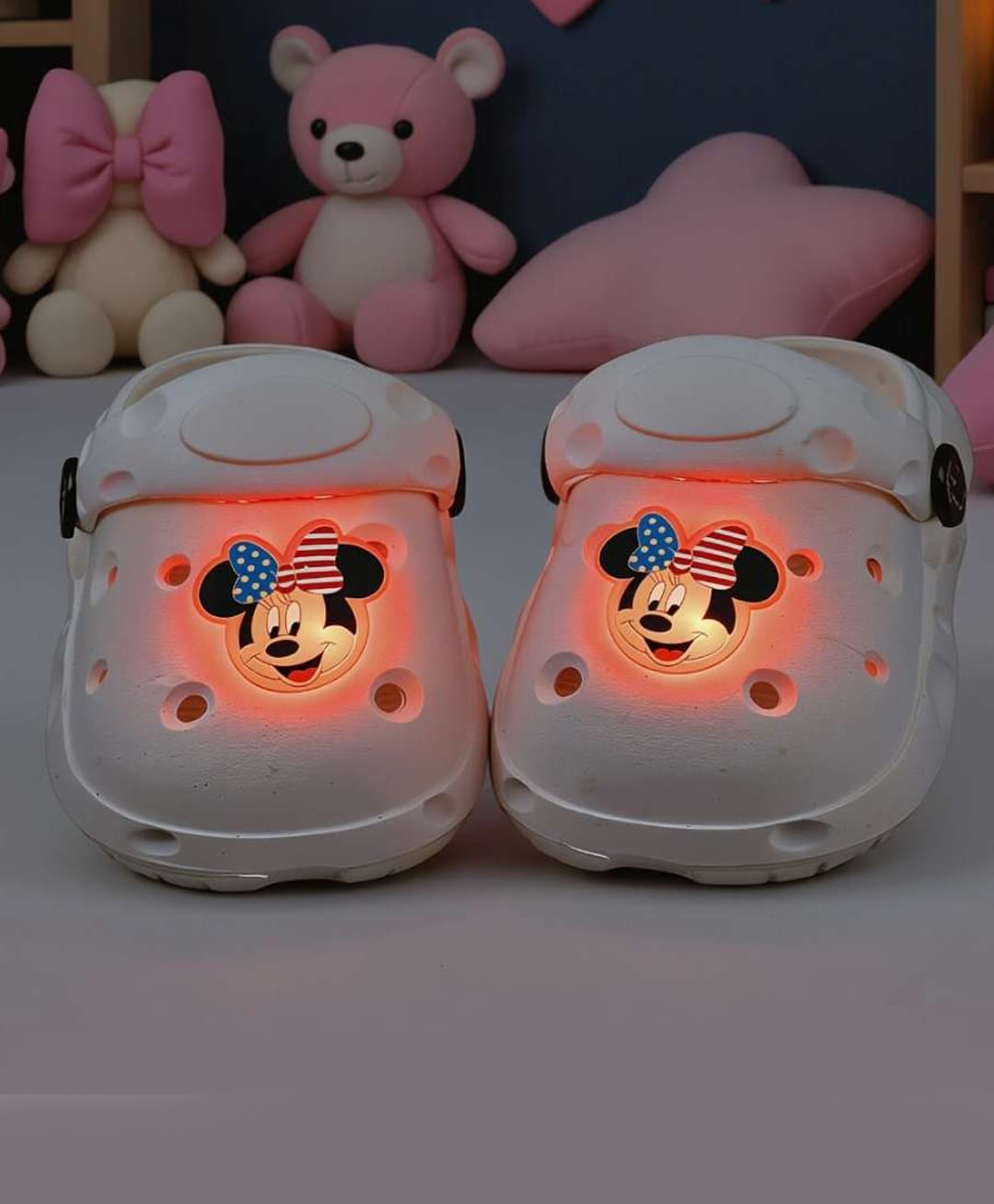 Yellow Bee Disney Featuring Minnie Mouse LED Applique Detailed Perforated Clogs - White-picture-24