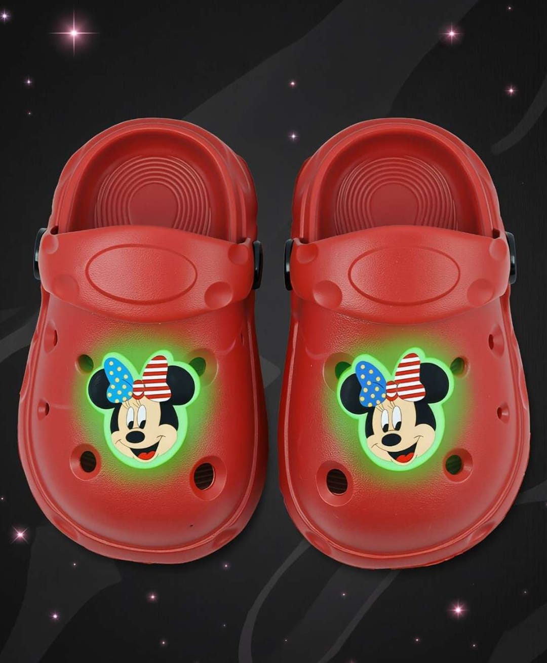 Yellow Bee Disney Featuring Minnie Mouse LED Applique Detailed Perforated Clogs - Red-picture-21