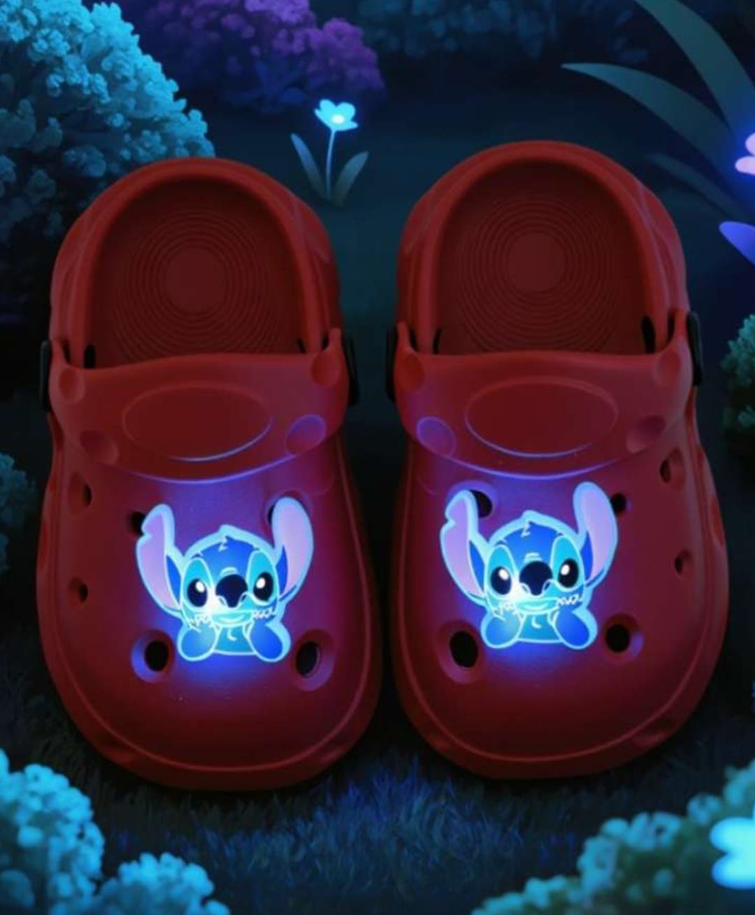 Yellow Bee Disney Featuring Stitch LED Applique Detailed Perforated Clogs - Red-picture-25