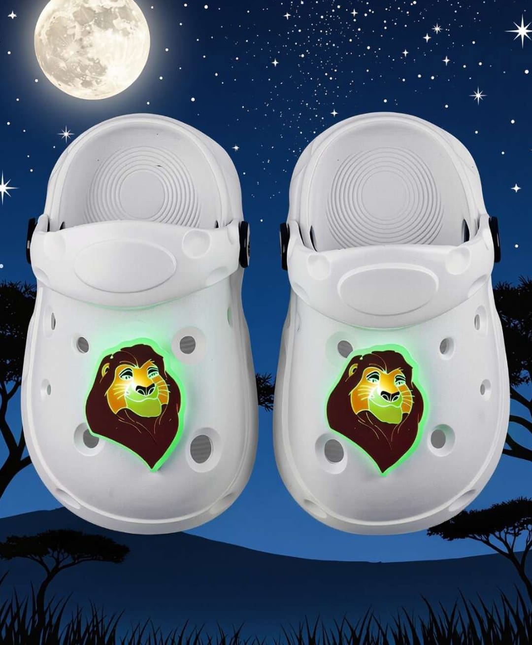 Yellow Bee Disney The Lion King Featuring Mufasa LED Applique Detailed Perforated Slingback Clogs - White-picture-18