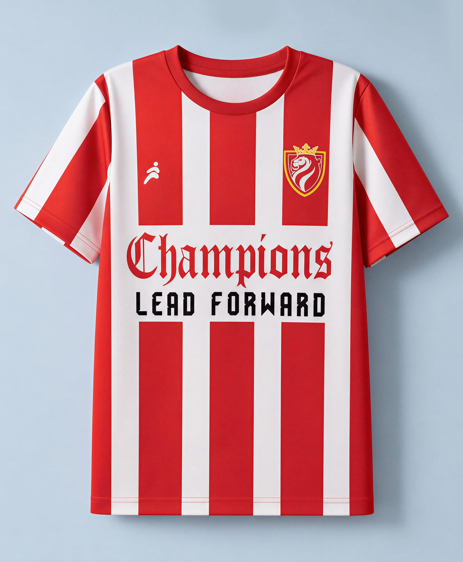 Pine Active Knit Half Sleeves Striped & Champions Lead Forward T-Shirt - Red-picture-32