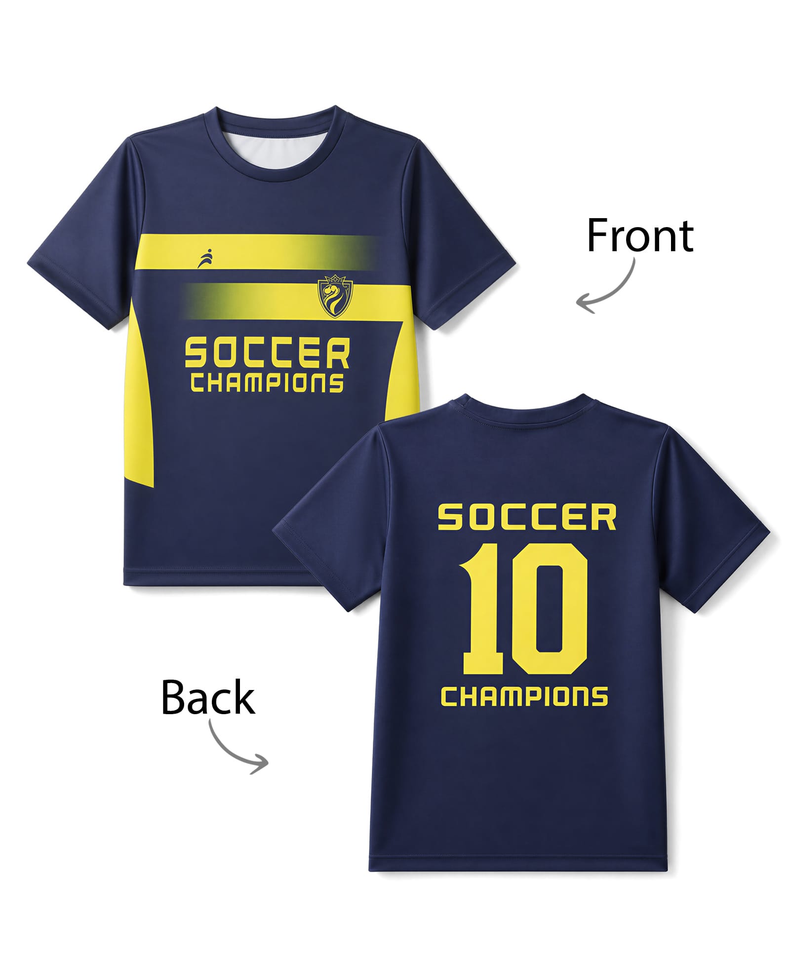 Pine Active Knit Half Sleeves T-Shirt with Front & Back Soccer Champions Print - Navy Blue-picture-22