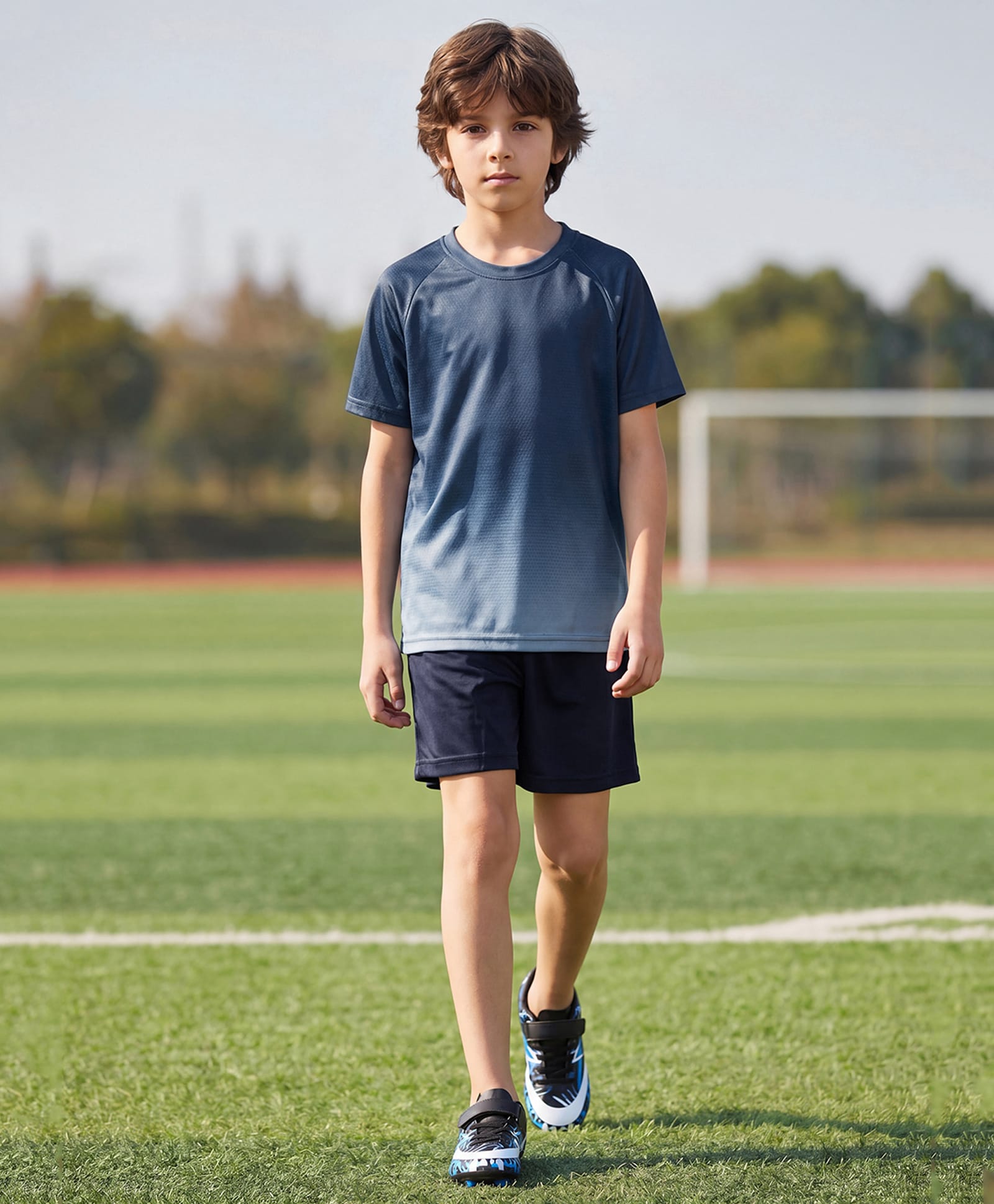 Lil Tomatoes Knit Half Sleeves Ombre Tee & Shorts Set - Navy Blue-picture-17