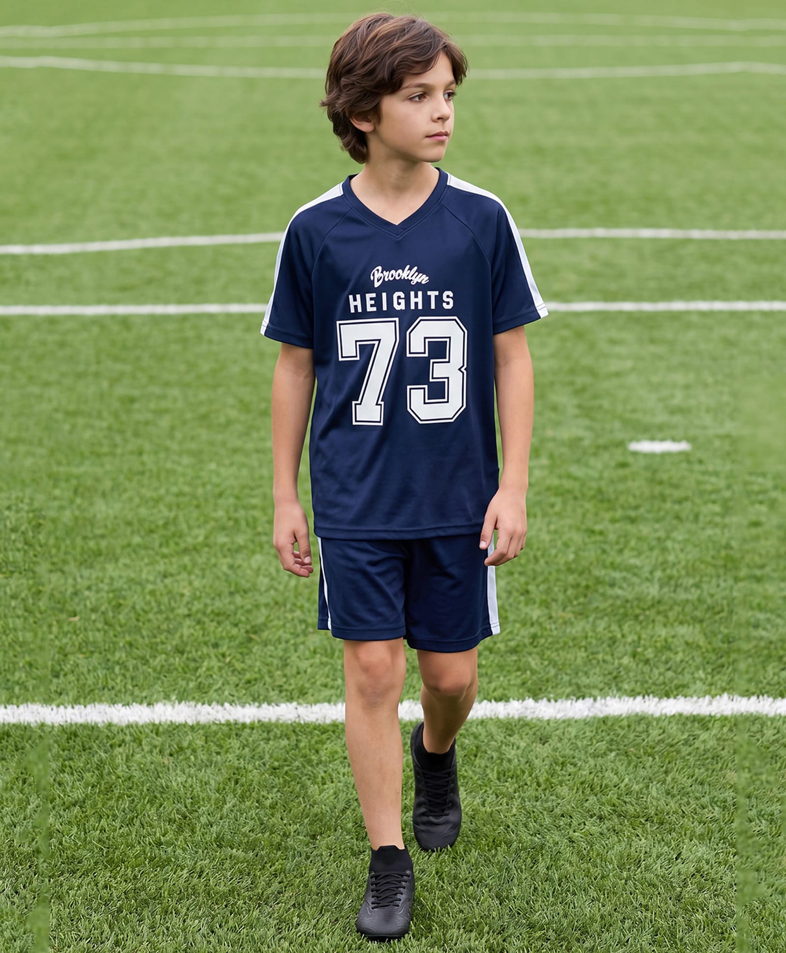 Lil Tomatoes Knit Half Sleeves Brooklyn Heights Text Printed Tee & Shorts Set - Navy Blue-picture-19
