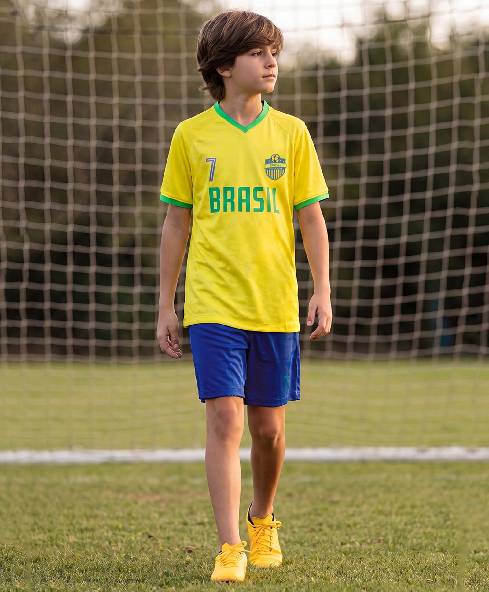Lil Tomatoes Knit Half Sleeves Brasil Text Printed Tee & Shorts Set - Yellow-picture-25