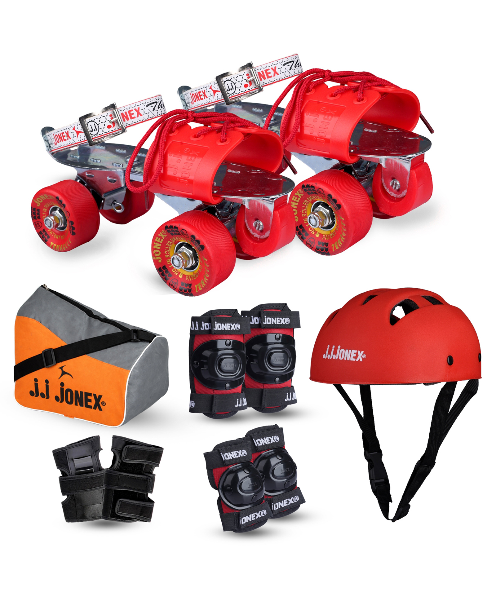 JJ Jonex Tenacity Roller Skate And Proctive Set of 4 Combo Helmet Age 6-11 Year (Medium) Red MYC-picture-28