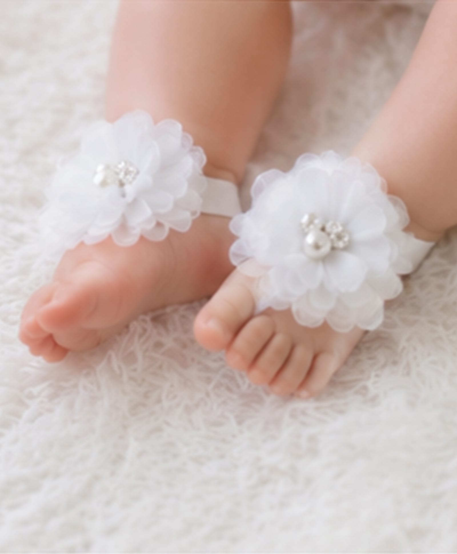 Akinos Kids Floral Applique Detailed Barefoot Sandals - White-image-29