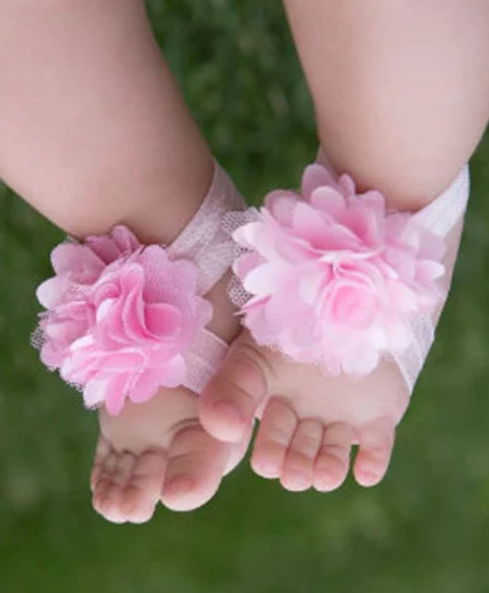 Akinos Kids Tulle Flower Puff Bows Newborn Baby Soft Barefoot Sandals Lace Shoes 0-12 M - Light Pink-image-49