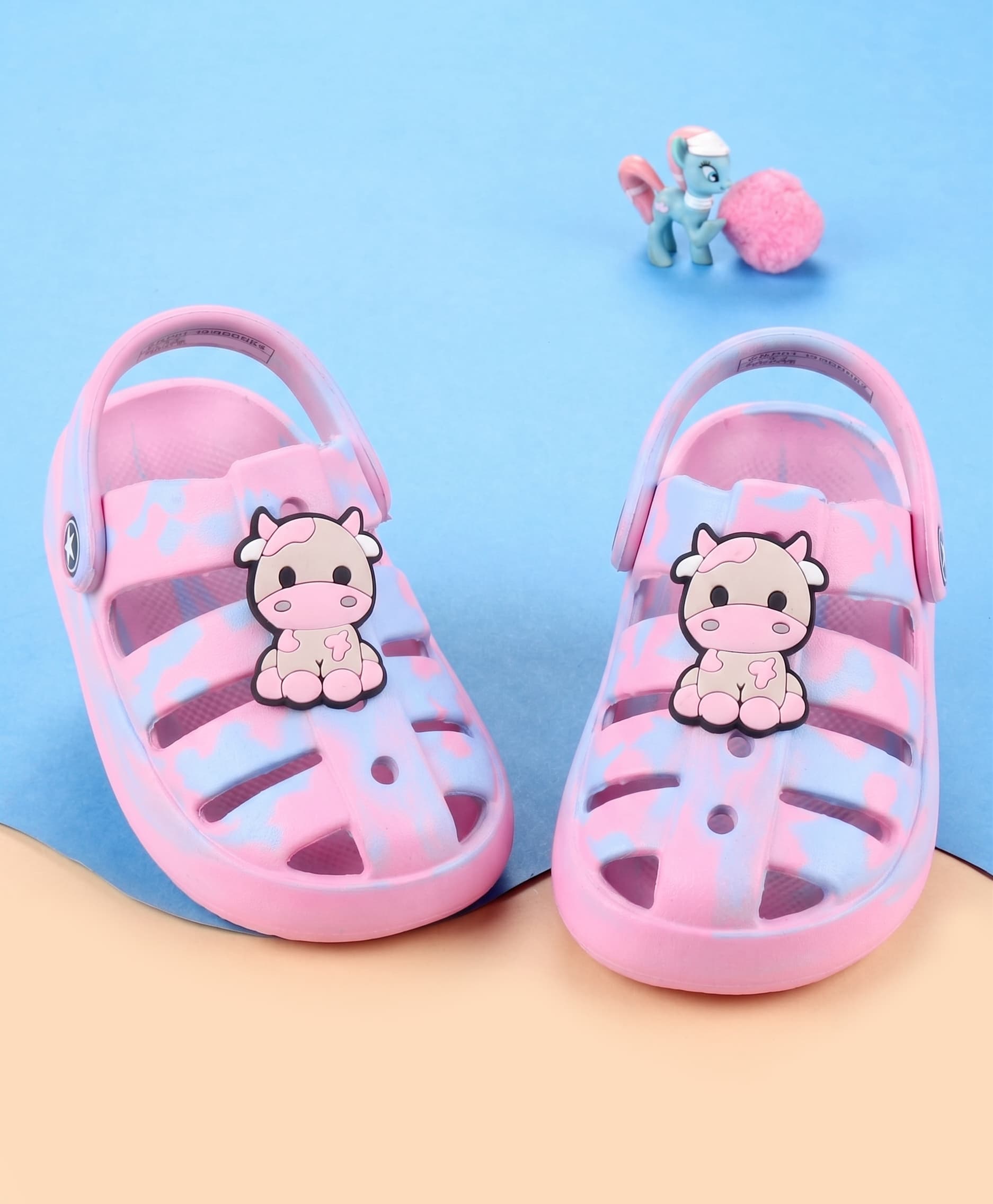 Cute Walk by Babyhug Back Strap Closure Clogs With Cow Applique - Pink-picture-18