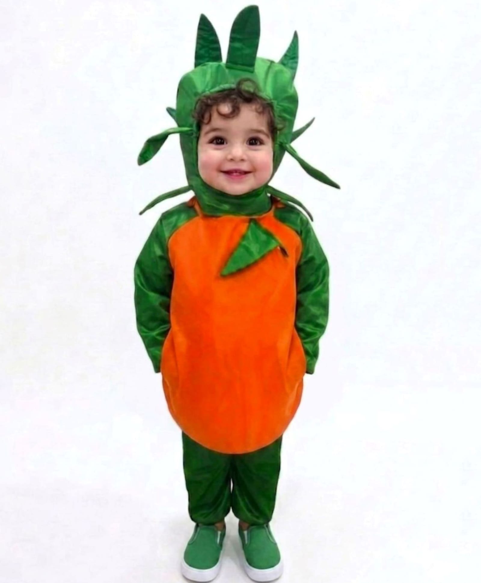 BookMyCostume Woven Full Sleeves Orange Costume - Orange & Green-image-18