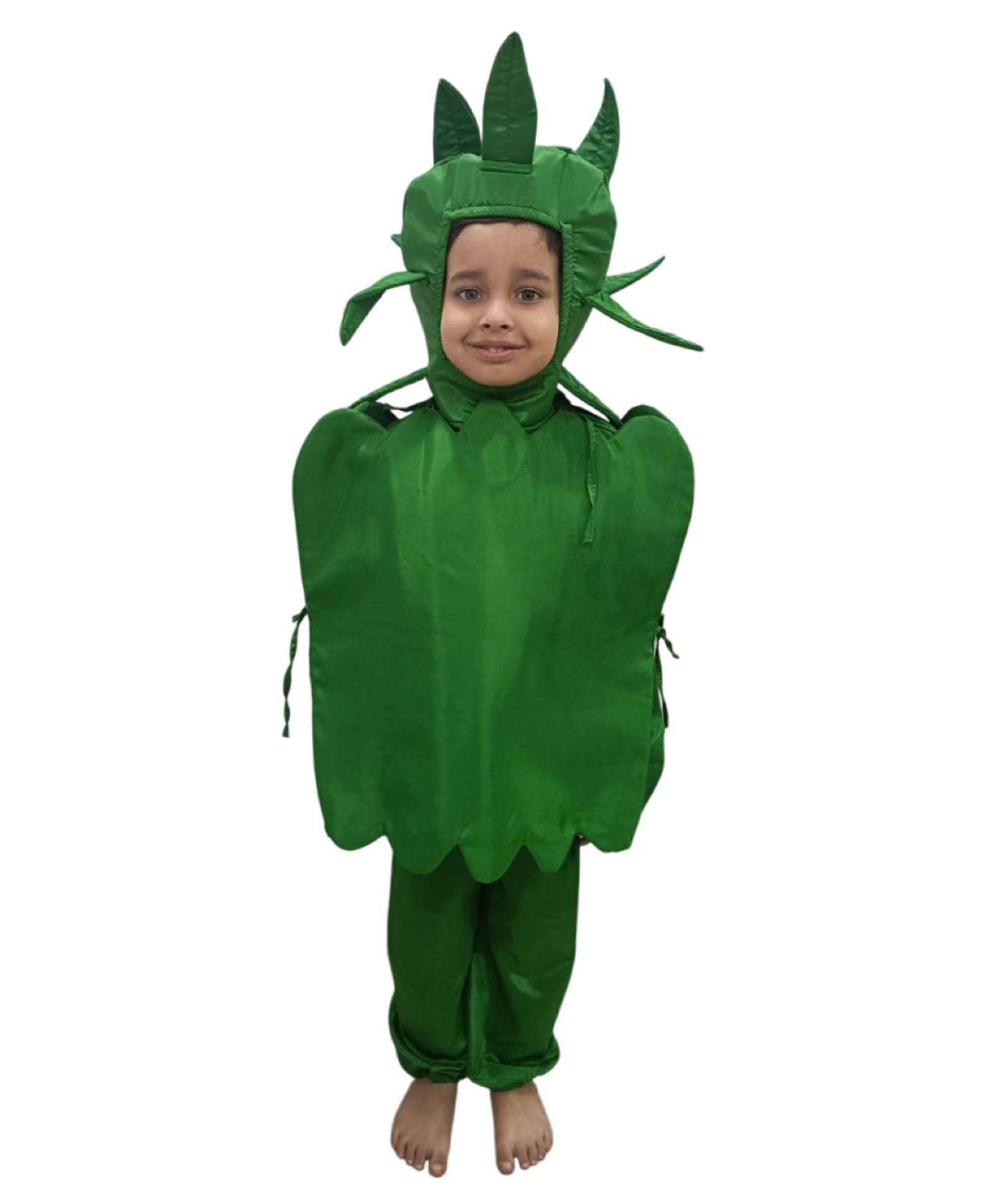 BookMyCostume Woven Full Sleeves Capsicum Costume - Green-image-7