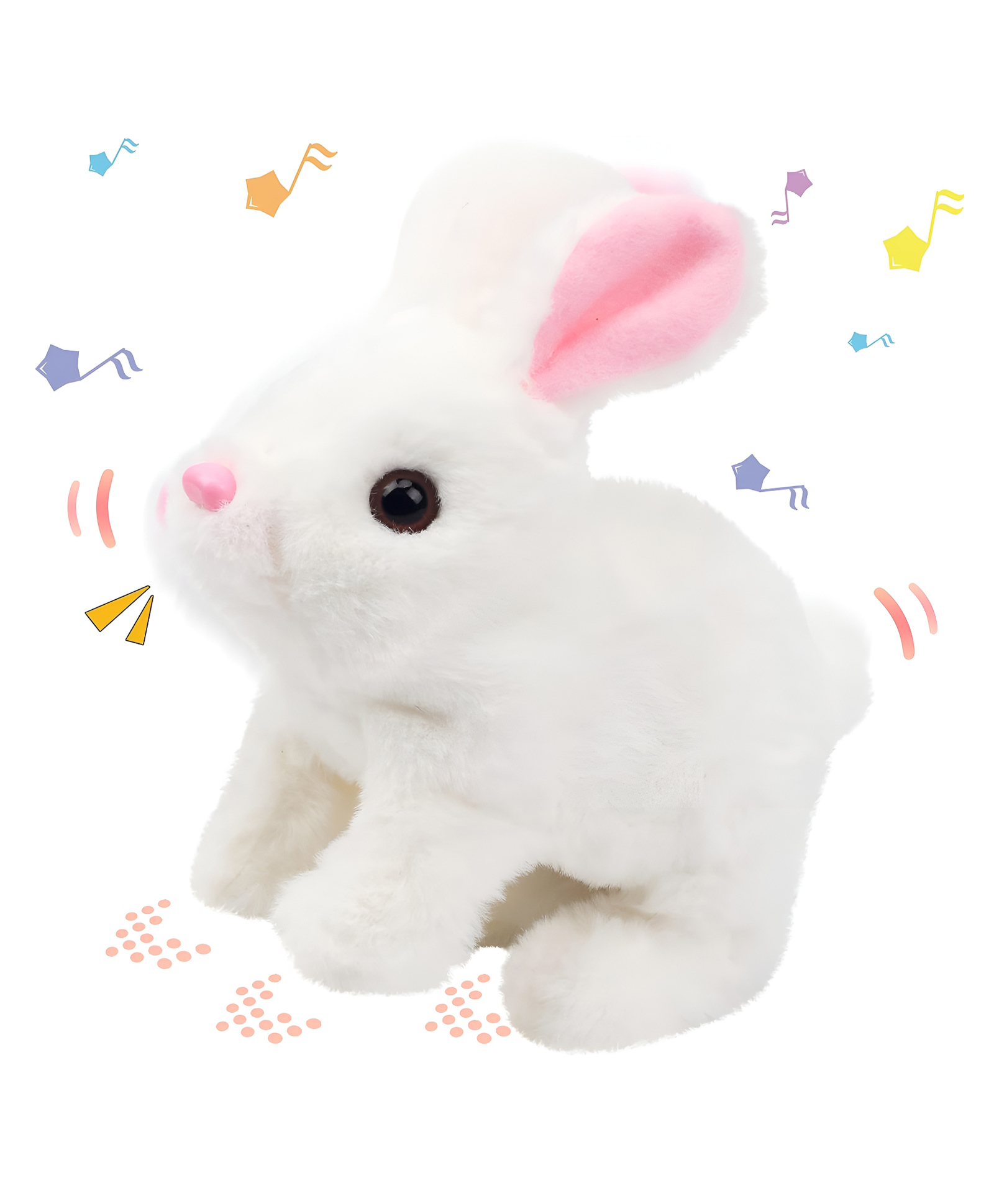 NEGOCIO Hopping Rabbit Interactive Electronic Pet Plush Bunny Toy with Sounds and Movements Animated Walking Wiggle Ears Twitch Nose Gift for Toddlers Birthday- PACK OF 1- COLOR MAY VARY-image-40